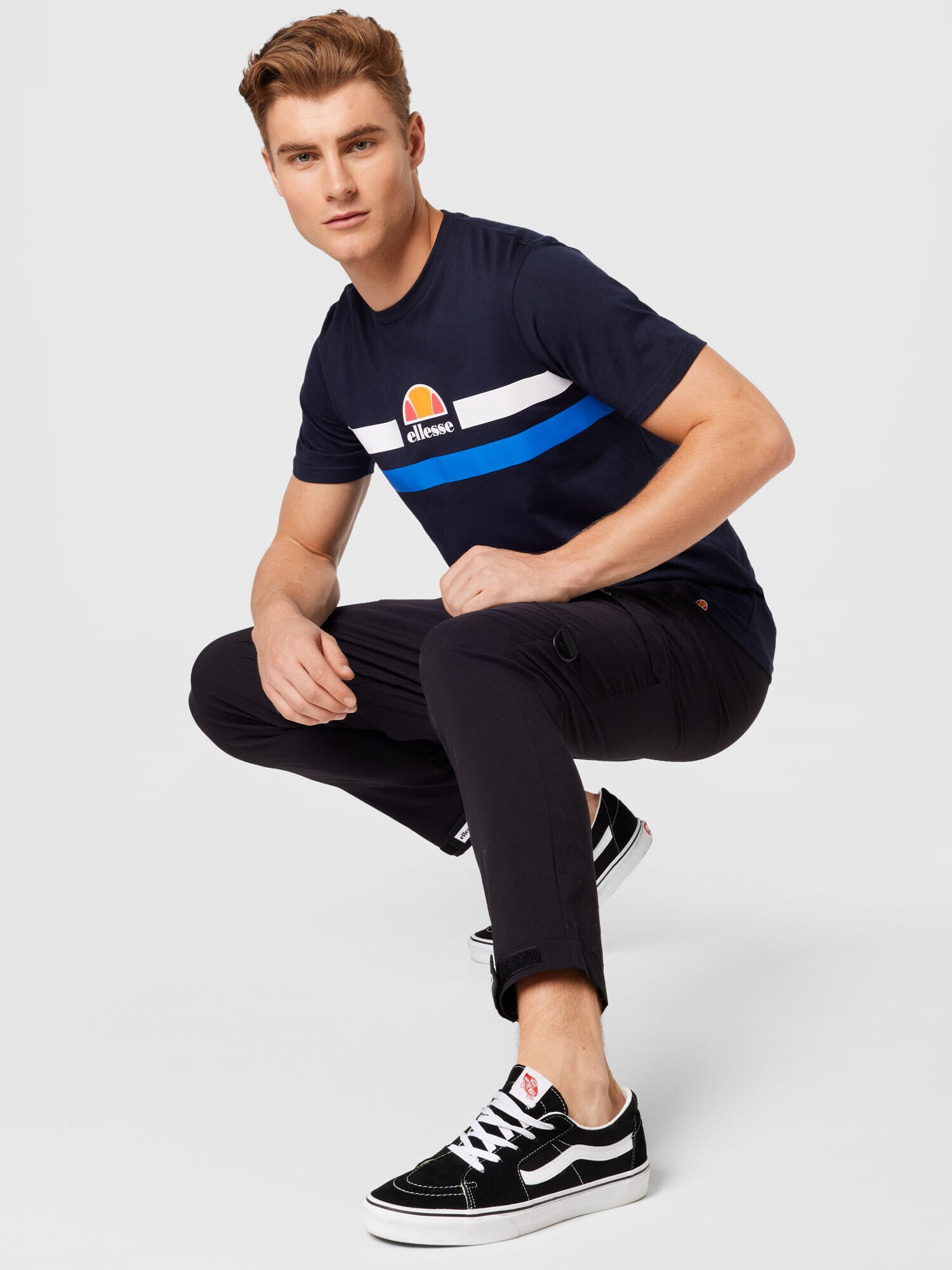 ELLESSE Тениска 'Aprel' синьо / нейви синьо / оранжево / корал / бяло - Pepit.bg