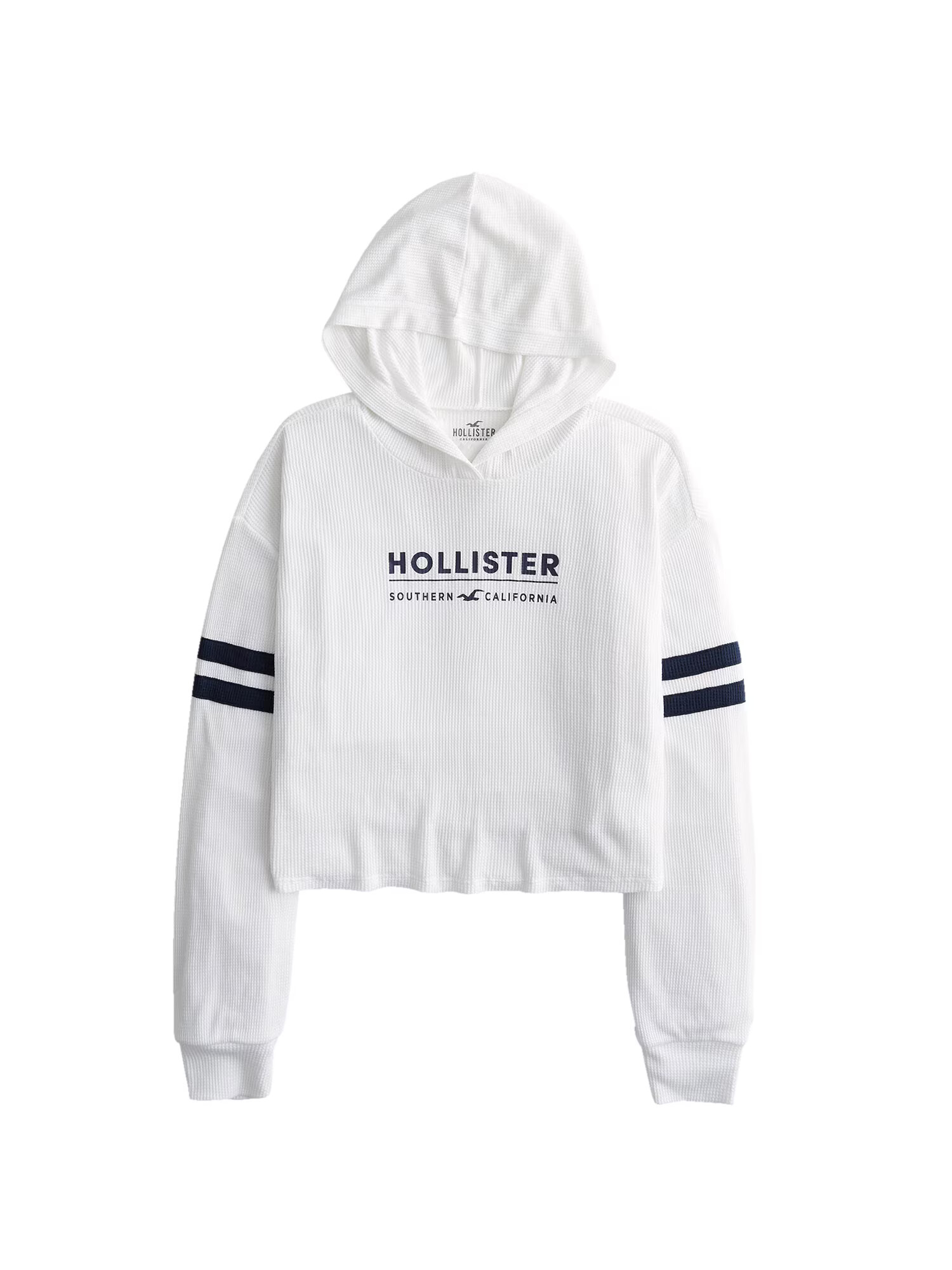 HOLLISTER Суичър бяло / нощно синьо - Pepit.bg