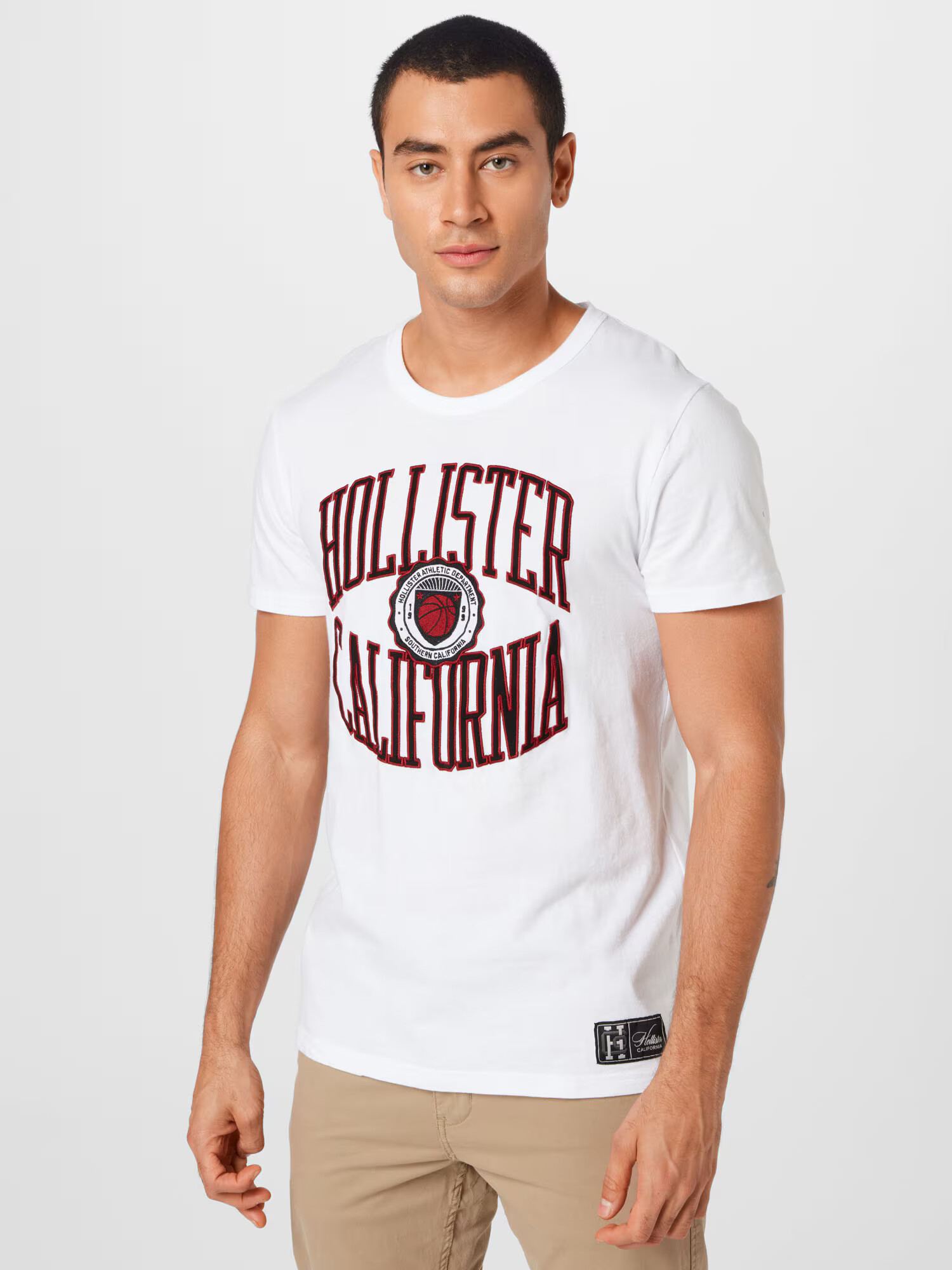 HOLLISTER Тениска червено / черно / бяло - Pepit.bg