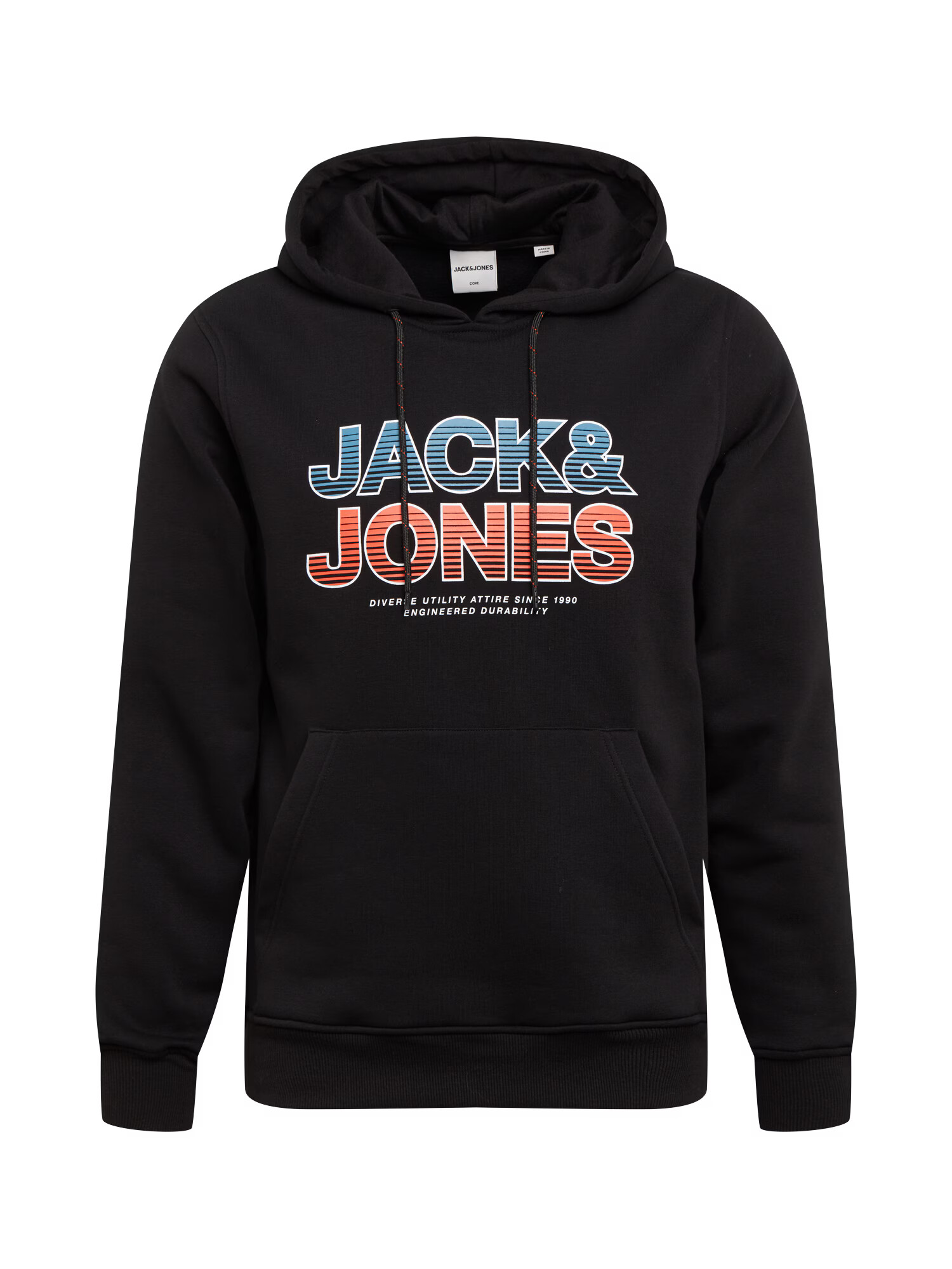 JACK & JONES Суичър 'SENSE' черно / синьо / бяло / пастелно червено - Pepit.bg