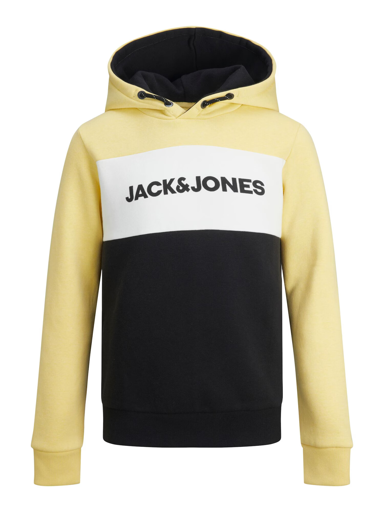 Jack & Jones Junior Суичър пастелно жълто / черно / бяло - Pepit.bg