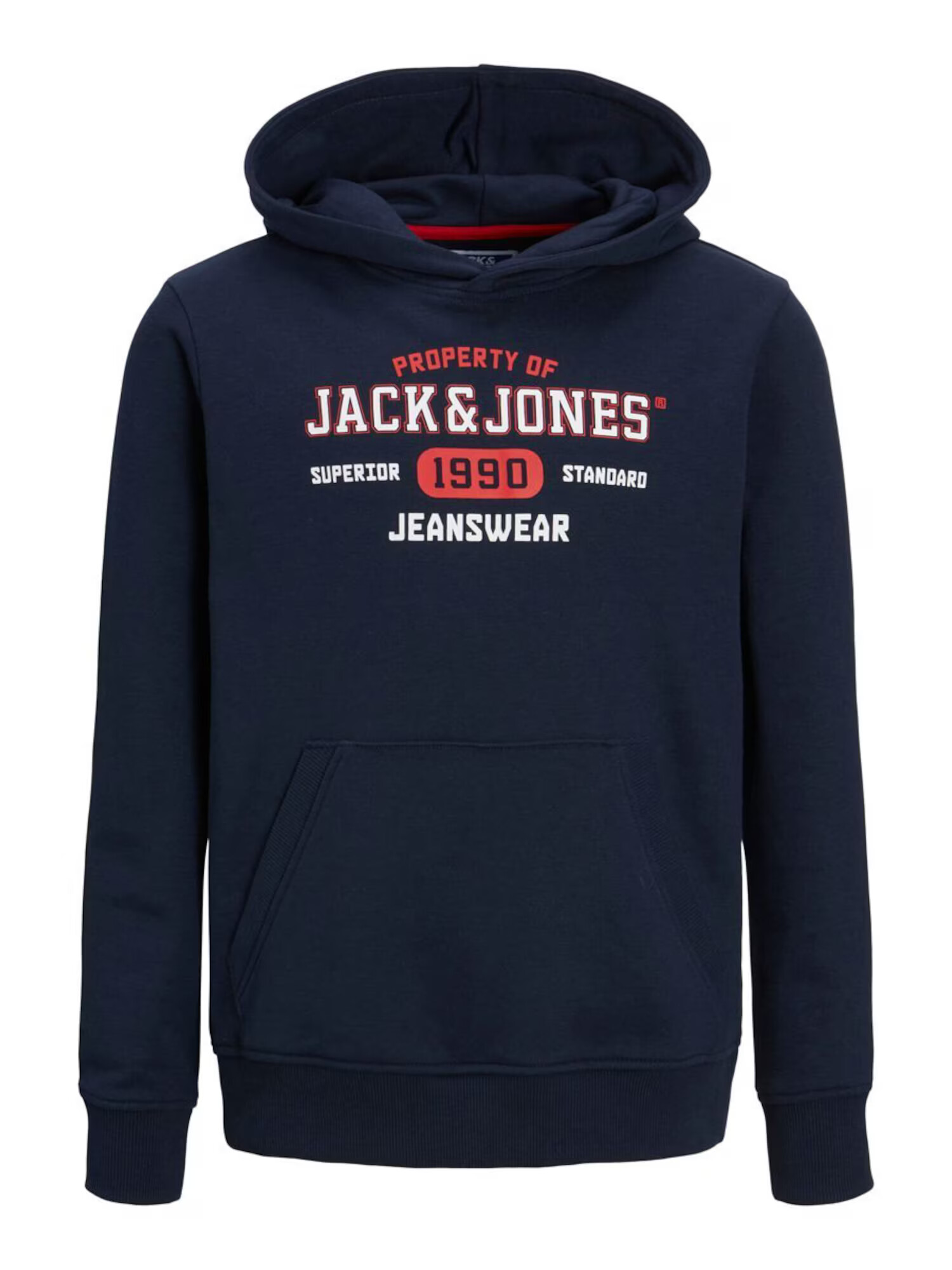 Jack & Jones Junior Суичър 'Stamp' морскосиньо / червено / бяло - Pepit.bg