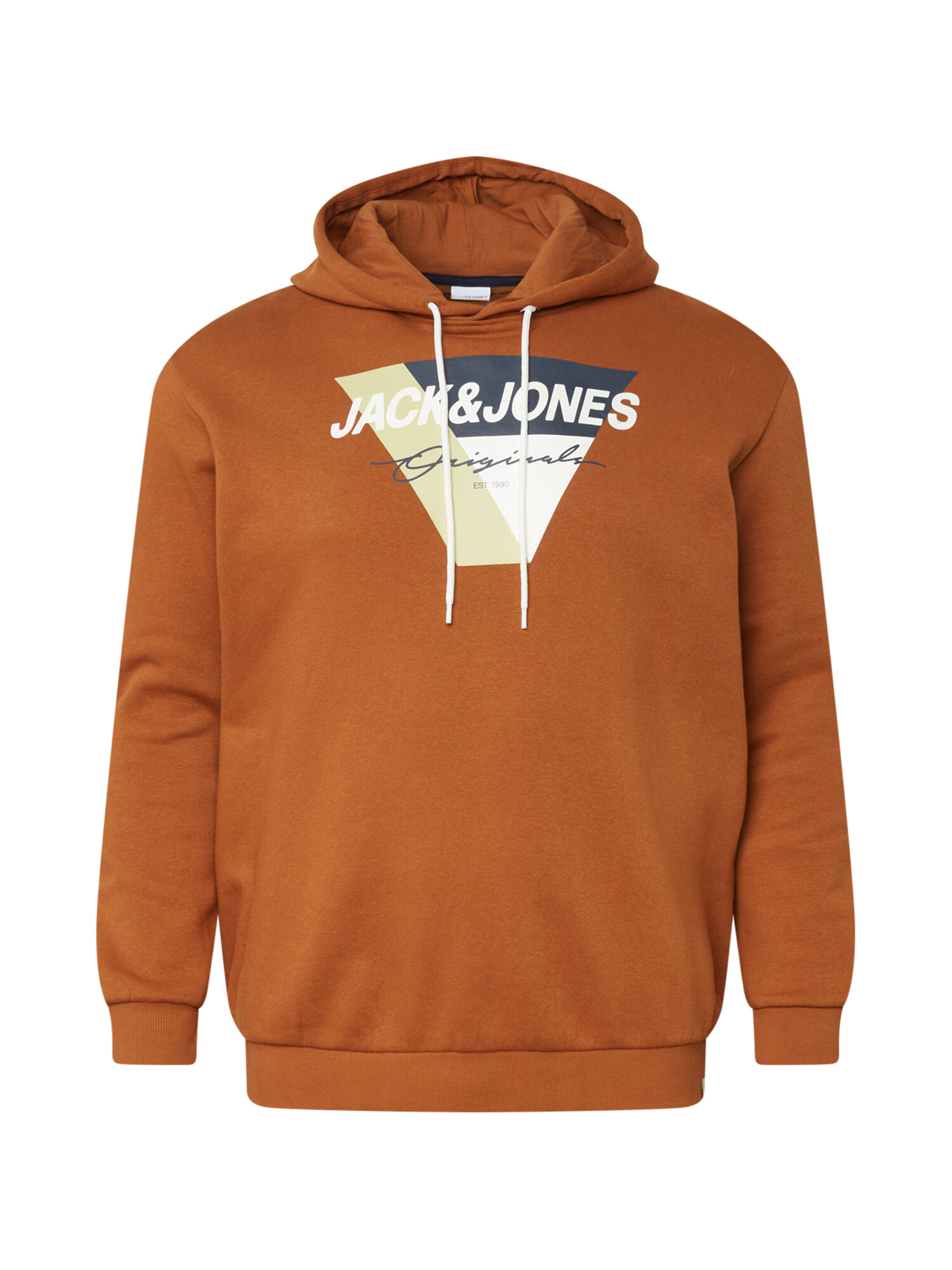 Jack & Jones Plus Суичър 'Mason' бяло / нейви синьо / кремаво / коняк - Pepit.bg