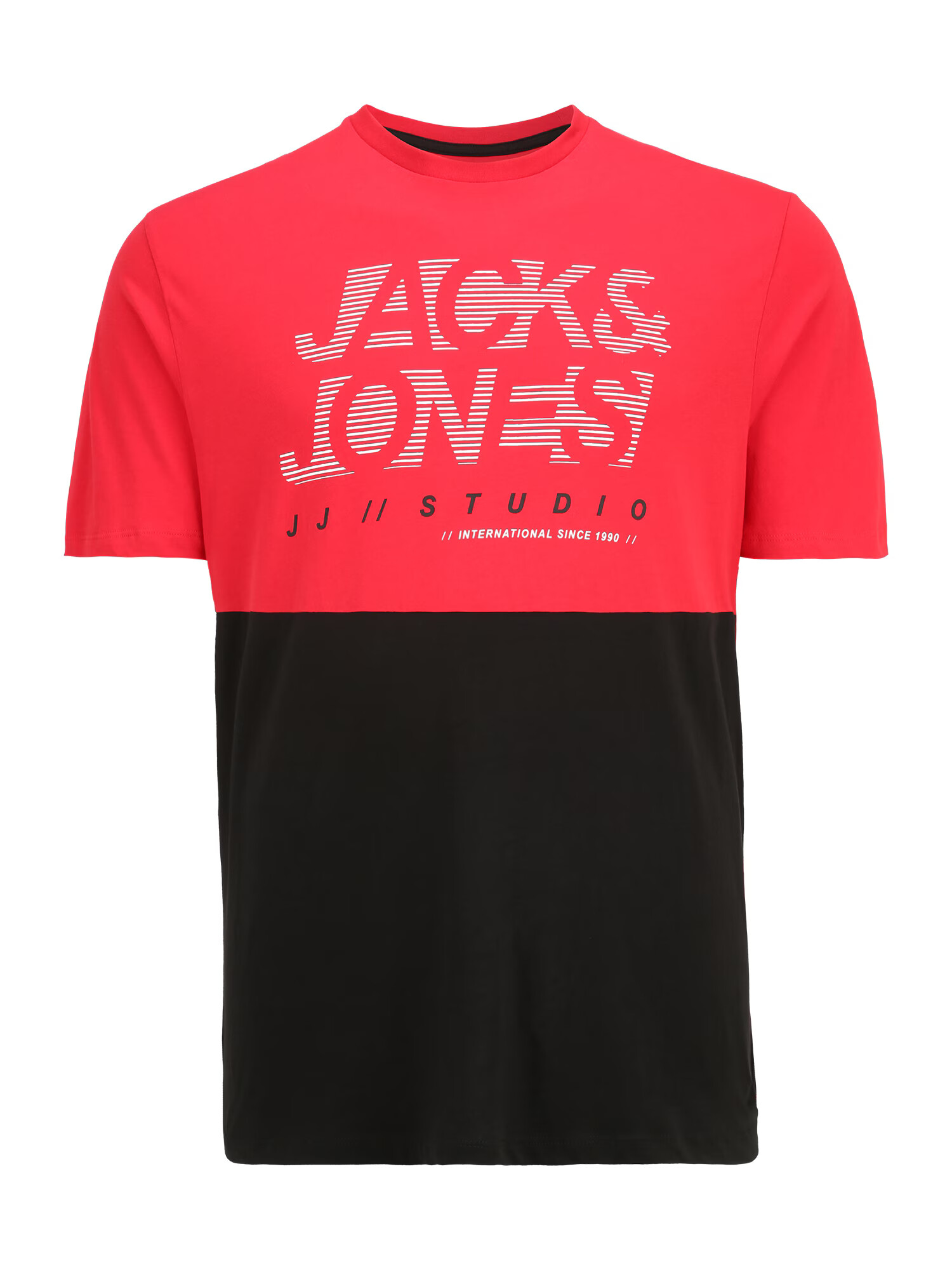 Jack & Jones Plus Тениска 'MARCO' червено / черно / бяло - Pepit.bg