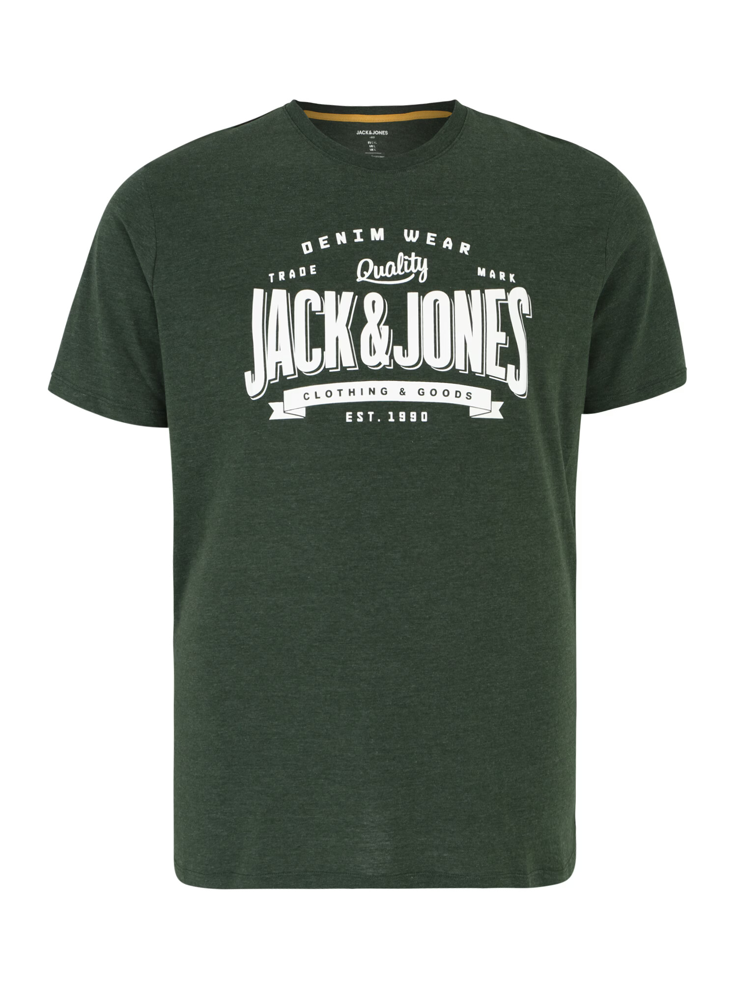 Jack & Jones Plus Тениска тъмнозелено / бяло - Pepit.bg