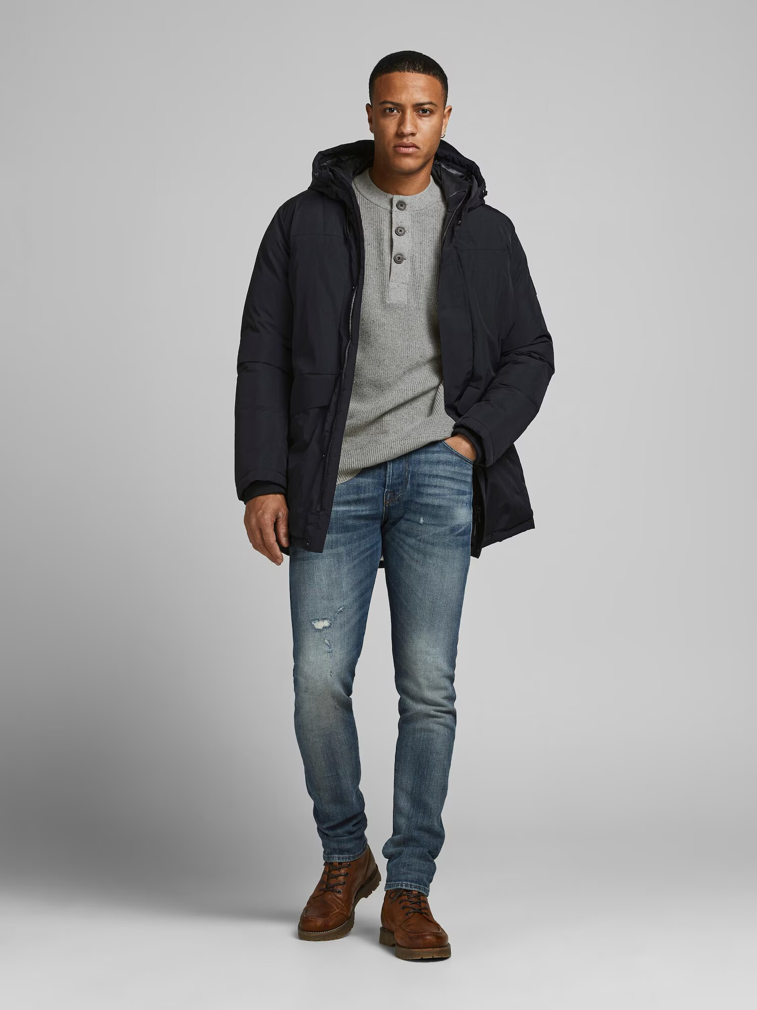 JACK & JONES Пуловер 'Clark' сиво - Pepit.bg