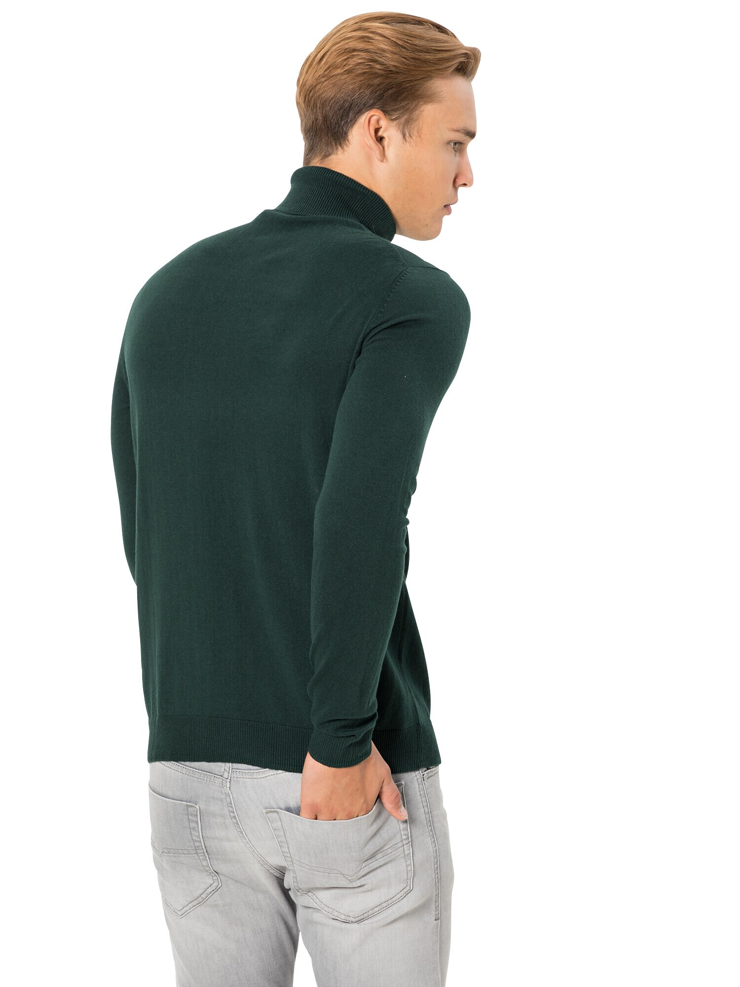 JACK & JONES Пуловер 'JPRCHAMP KNIT ROLL NECK' тъмнозелено - Pepit.bg