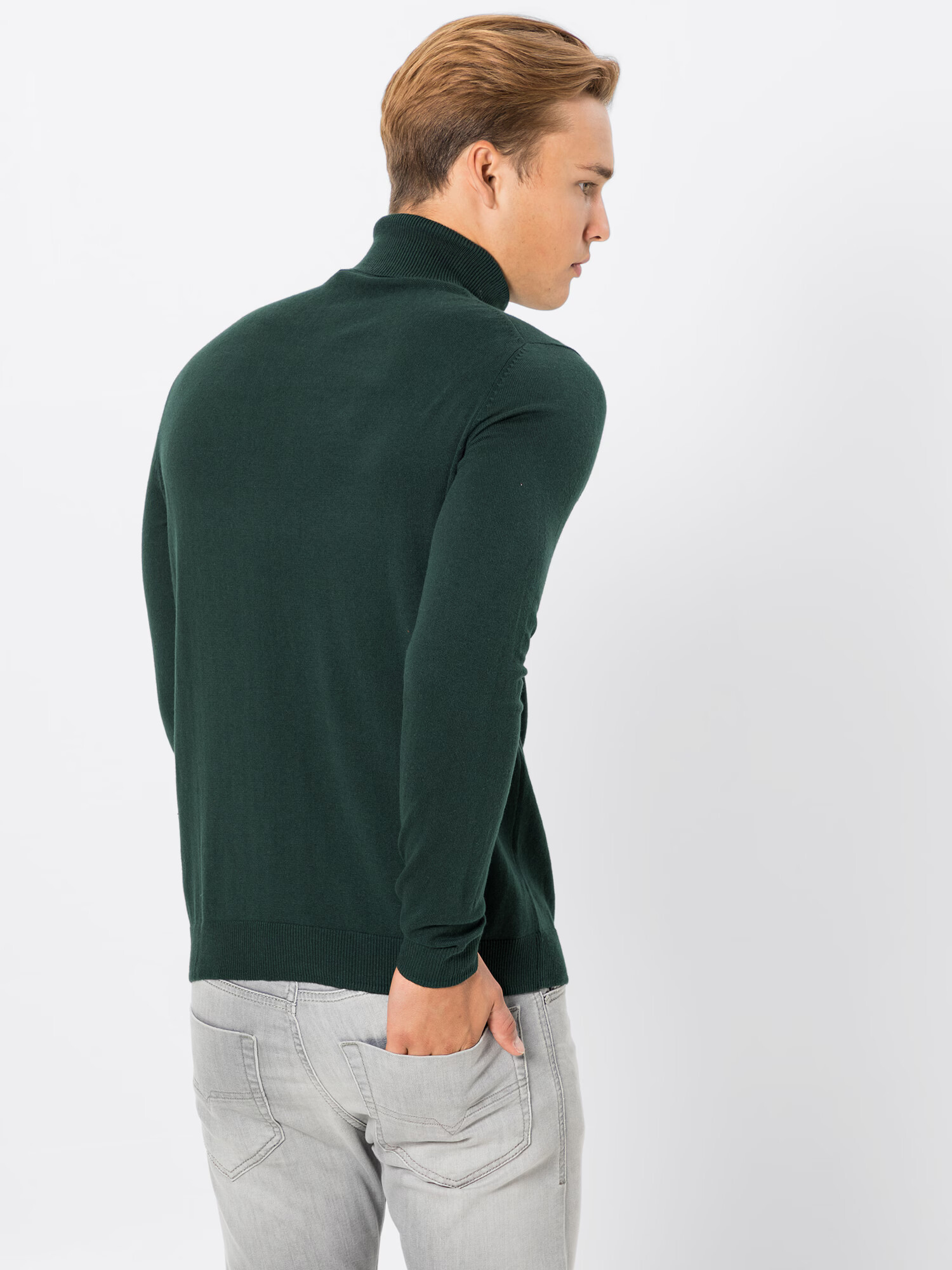 JACK & JONES Пуловер 'JPRCHAMP KNIT ROLL NECK' тъмнозелено - Pepit.bg