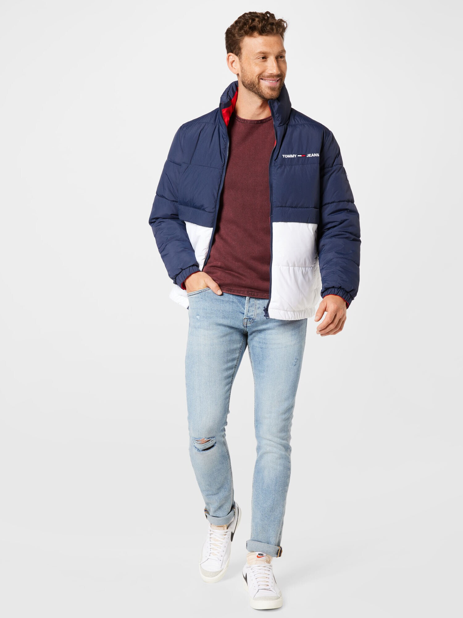 JACK & JONES Пуловер карминено червено - Pepit.bg