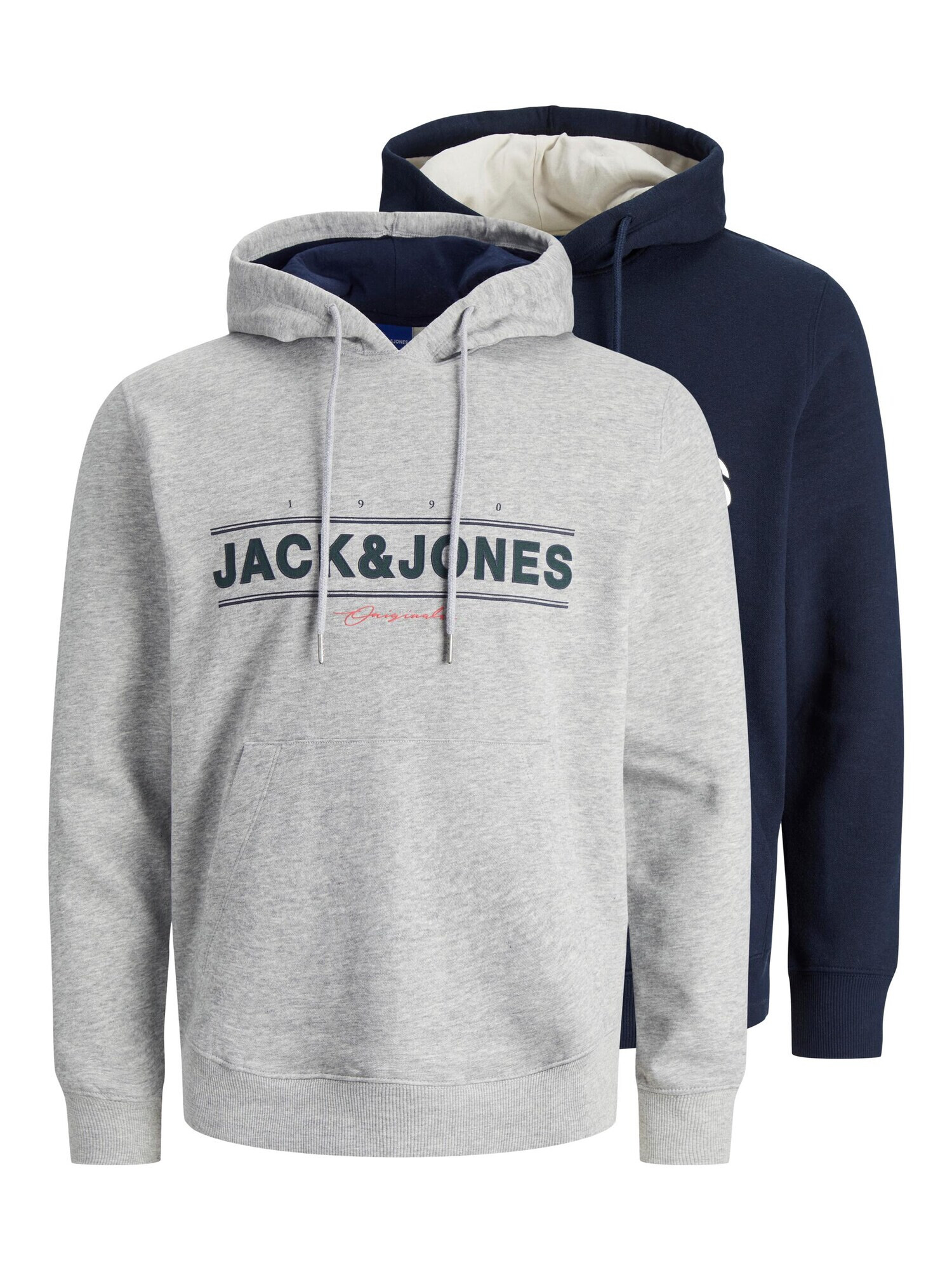 JACK & JONES Суичър 'FRIDAY' нейви синьо / сив меланж / бяло - Pepit.bg