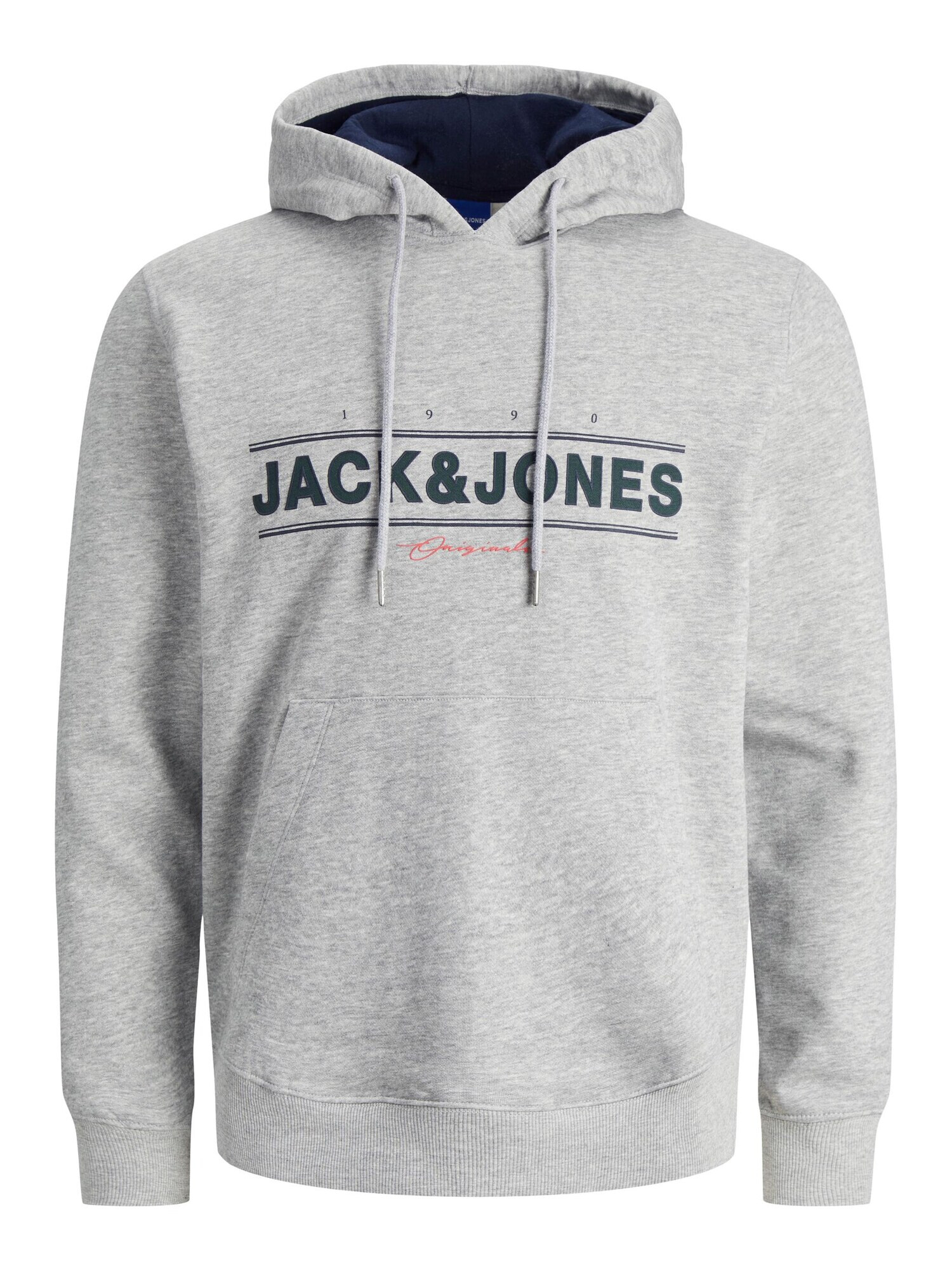 JACK & JONES Суичър 'FRIDAY' нейви синьо / сив меланж / бяло - Pepit.bg