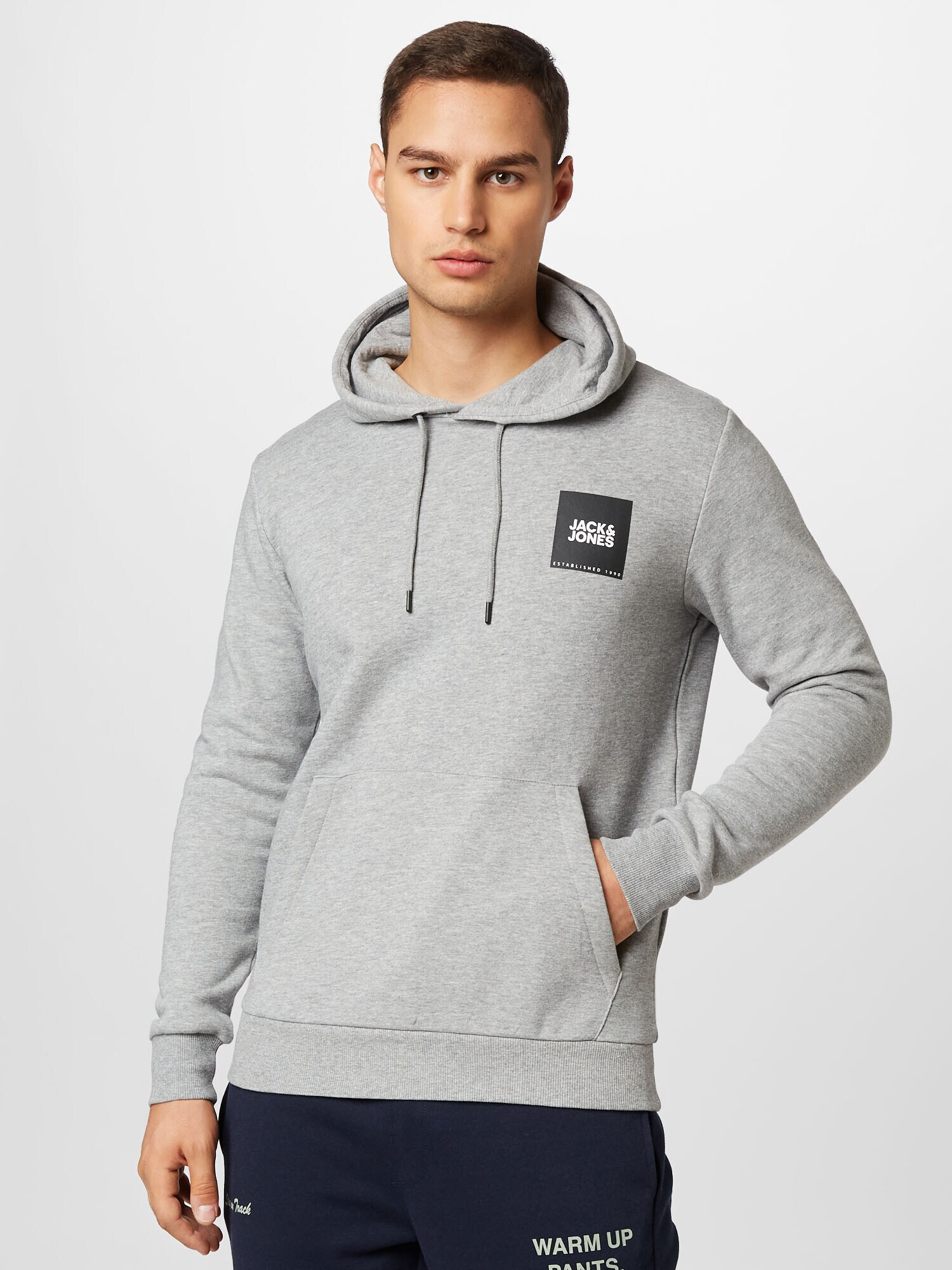 JACK & JONES Суичър 'Lock' сив меланж / черно / бяло - Pepit.bg