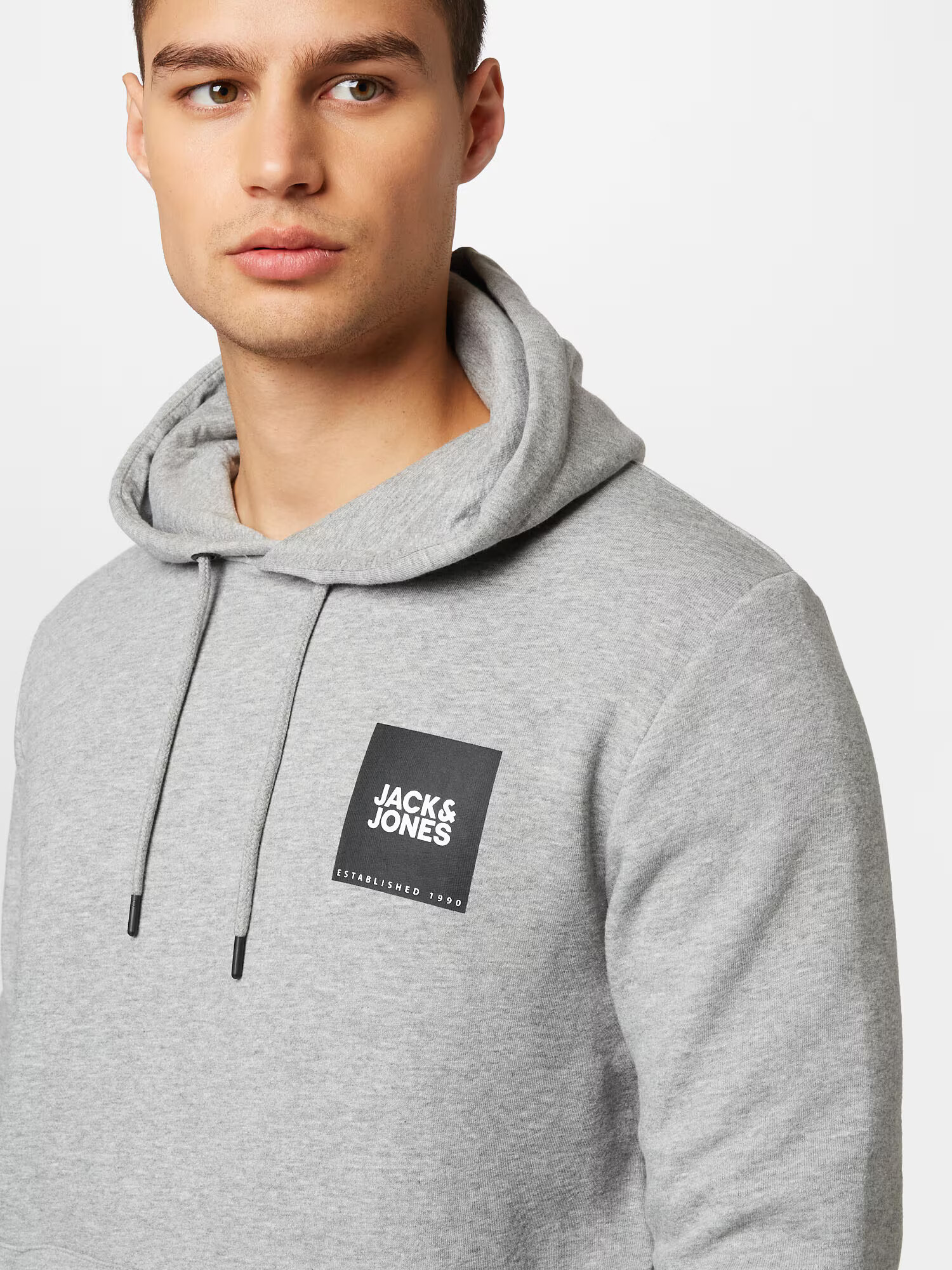 JACK & JONES Суичър 'Lock' сив меланж / черно / бяло - Pepit.bg