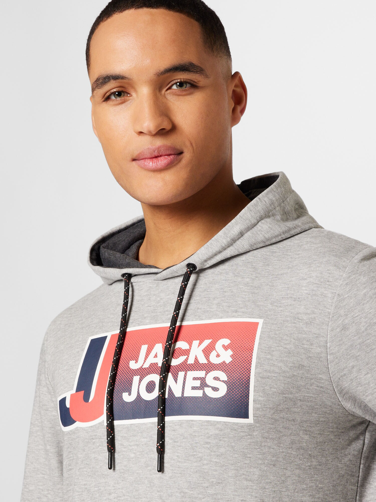 JACK & JONES Суичър нейви синьо / светлосиво / пастелно червено - Pepit.bg