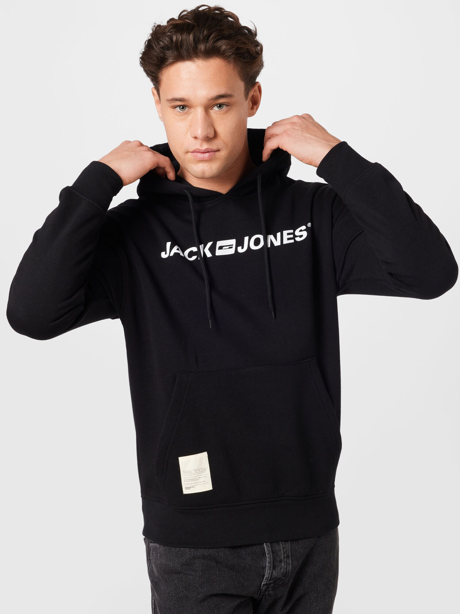 JACK & JONES Суичър 'Remember' черно / бяло - Pepit.bg