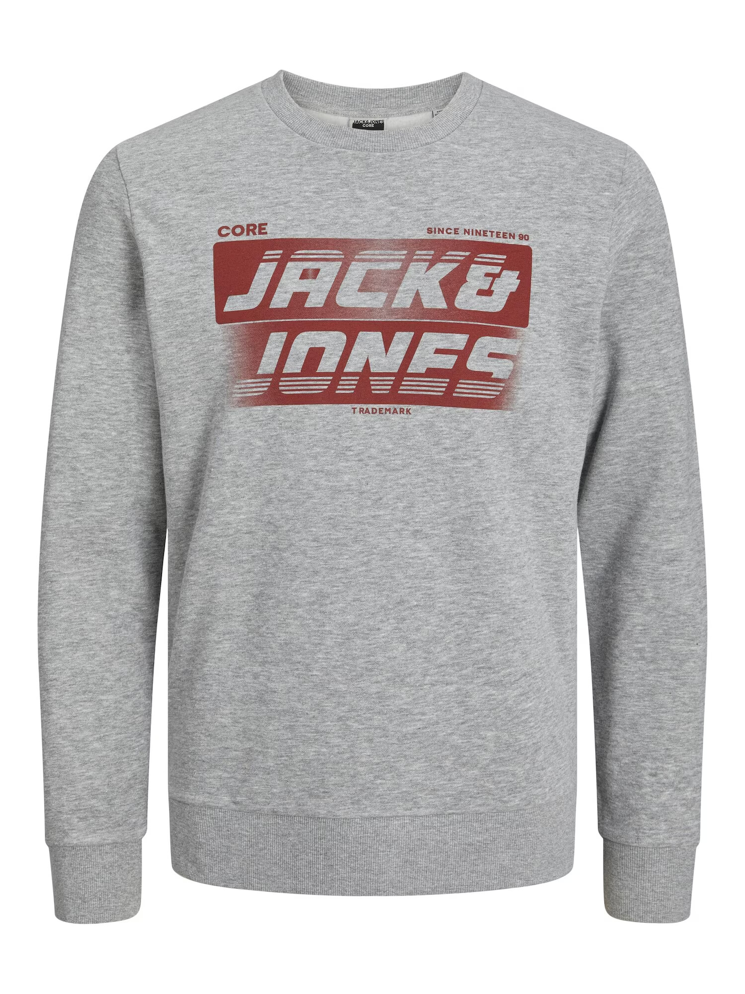 JACK & JONES Суичър сив меланж / тъмночервено - Pepit.bg