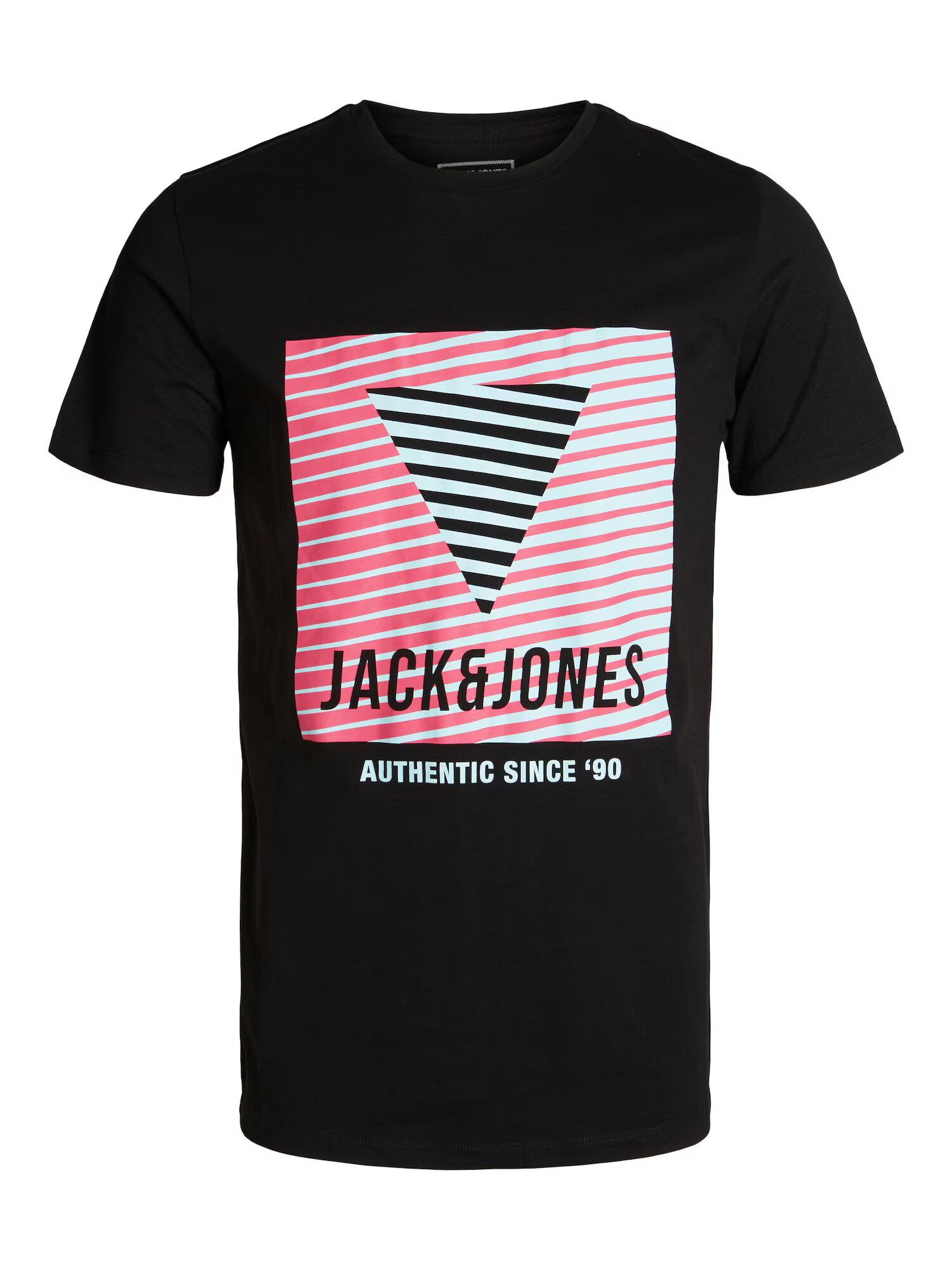 JACK & JONES Тениска 'Booster' розово / черно / бяло - Pepit.bg