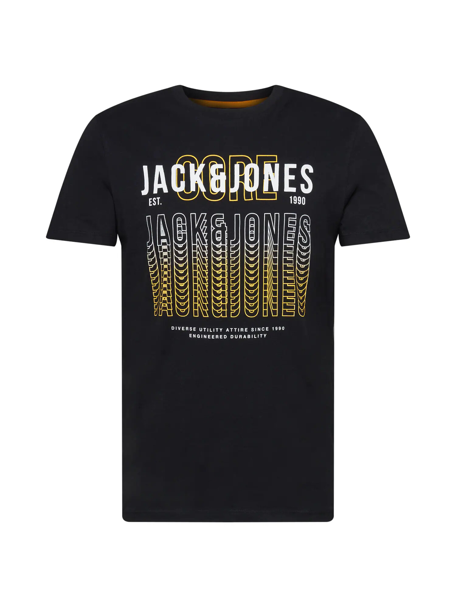 JACK & JONES Тениска 'CYBER' лимоненожълто / черно / бяло - Pepit.bg