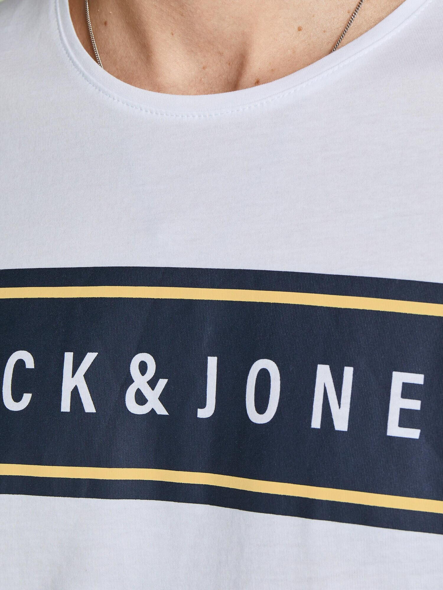 JACK & JONES Тениска 'Mast' нейви синьо / жълто / бяло - Pepit.bg