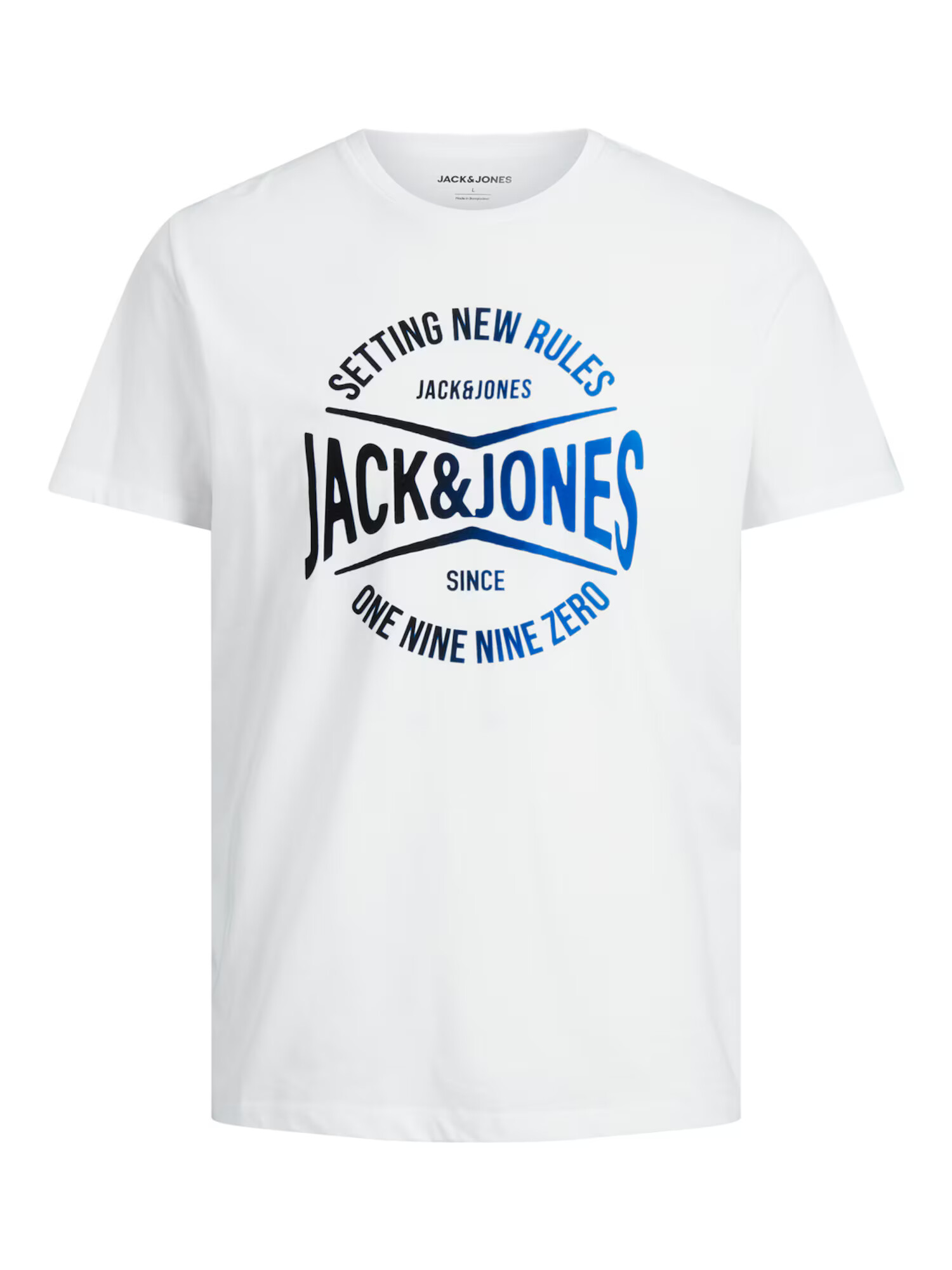 JACK & JONES Тениска 'NICK' бяло / синьо / черно - Pepit.bg