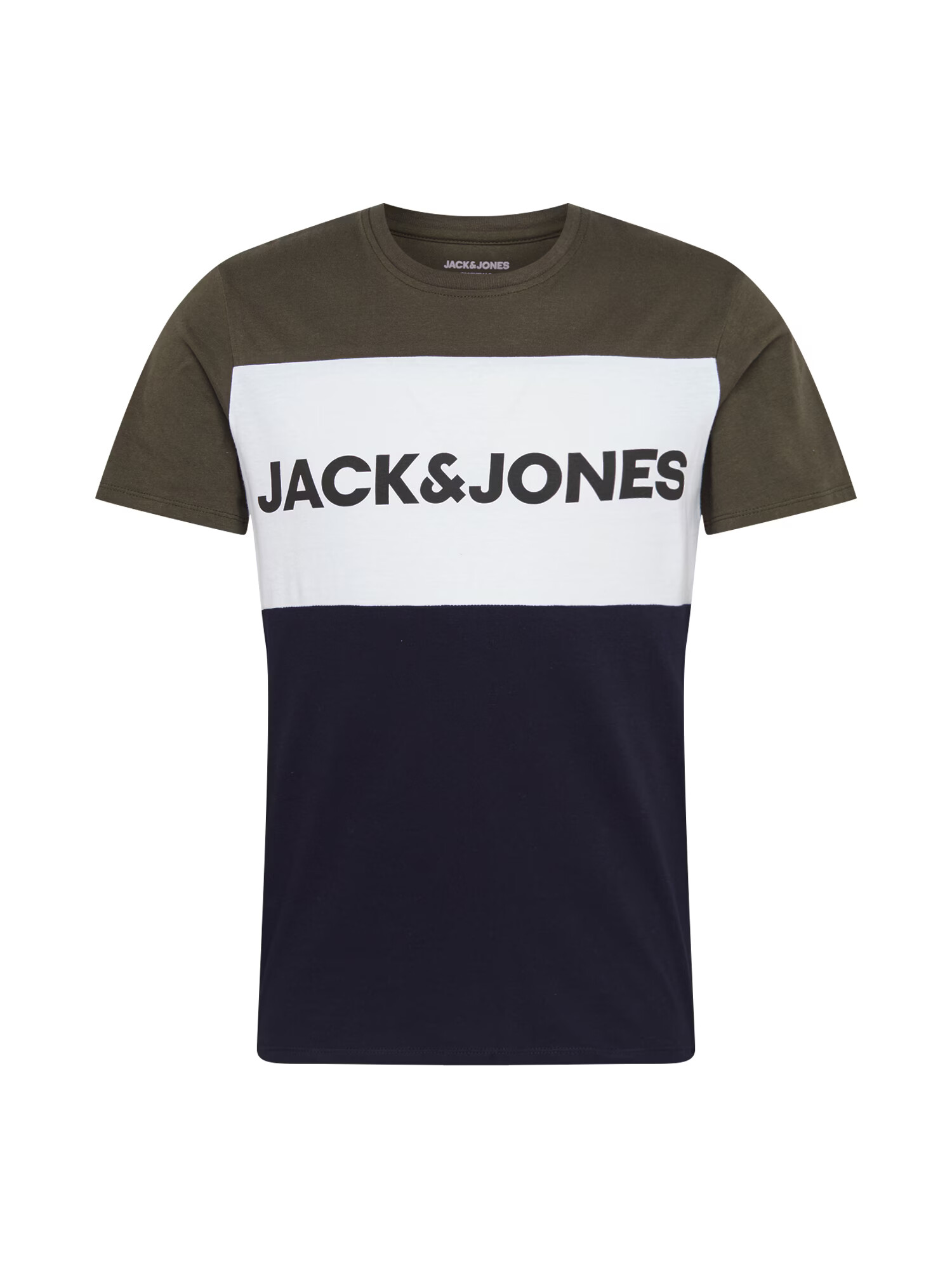 JACK & JONES Тениска тъмносиньо / тъмнозелено / бяло - Pepit.bg