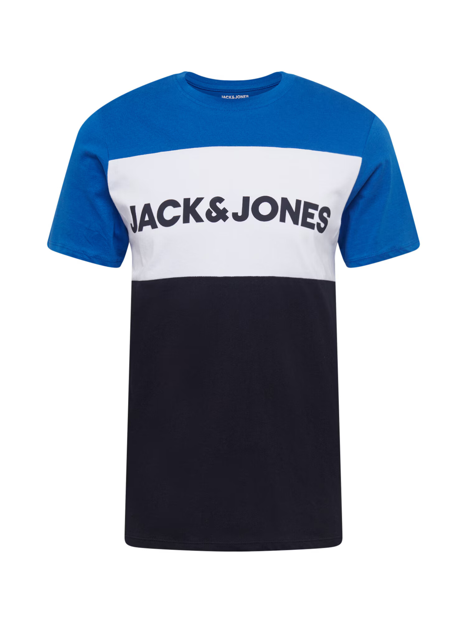 JACK & JONES Тениска нощно синьо / кралско синьо / бяло - Pepit.bg