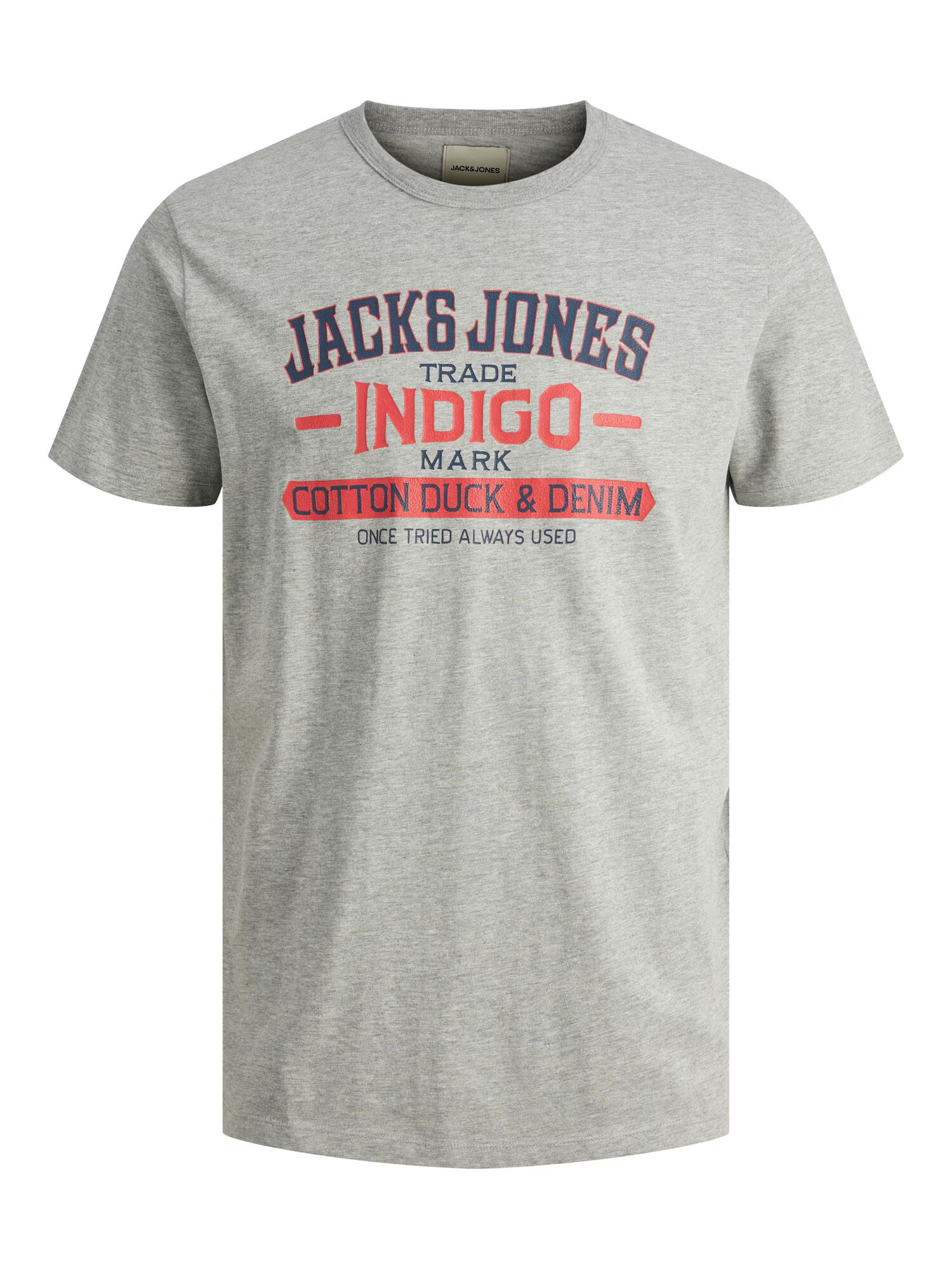 JACK & JONES Тениска нейви синьо / сив меланж / светлочервено - Pepit.bg