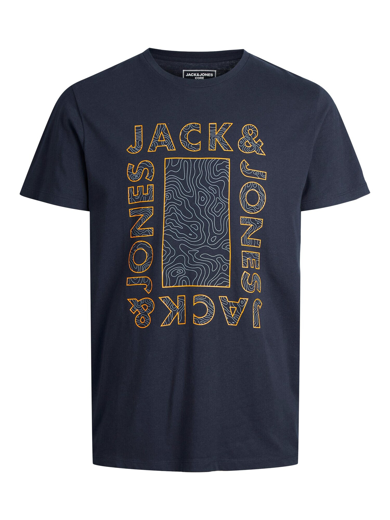 JACK & JONES Тениска 'Booster' тъмносиньо / златистожълто / бяло - Pepit.bg