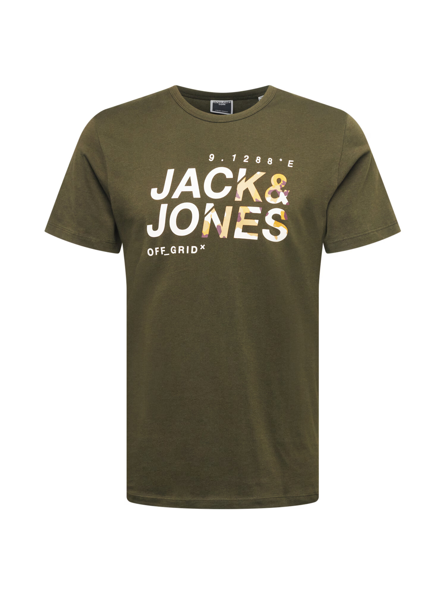 JACK & JONES Тениска тъмнозелено / бяло / светлооранжево / лилав - Pepit.bg