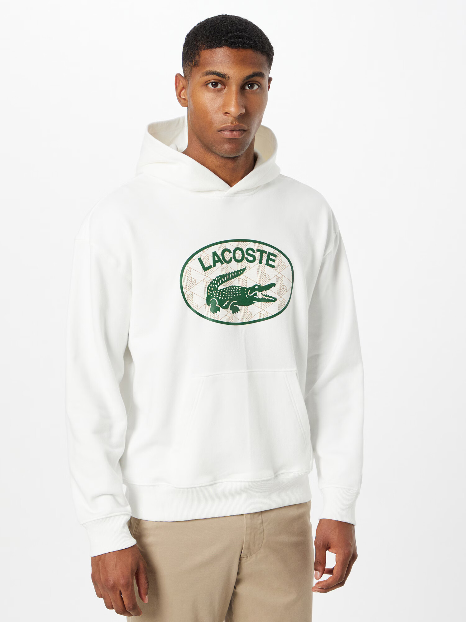 LACOSTE Суичър тъмнозелено / бяло - Pepit.bg