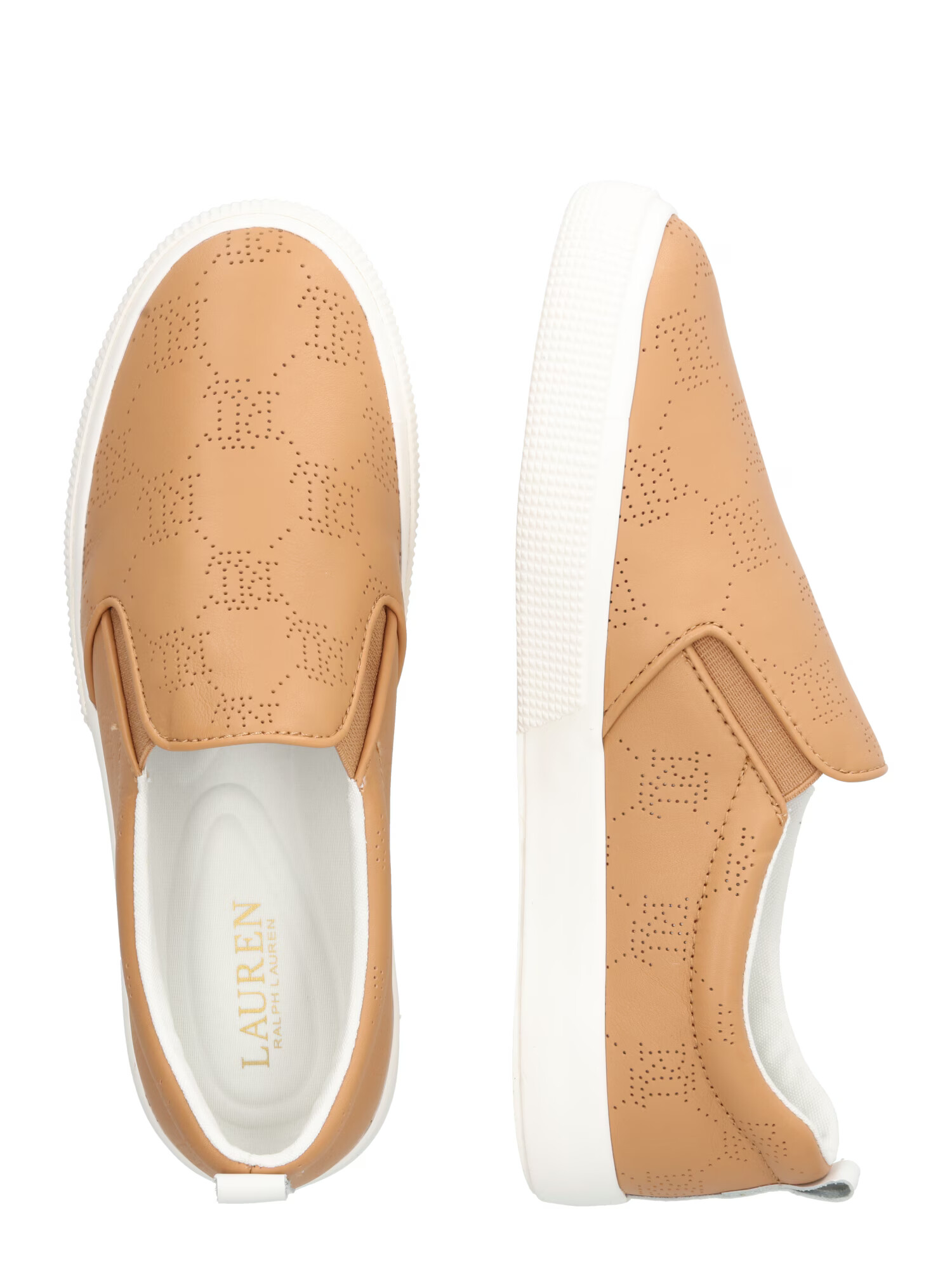 Lauren Ralph Lauren Спортни обувки Slip On 'HADDLEY' цвят "пясък" / бяло - Pepit.bg