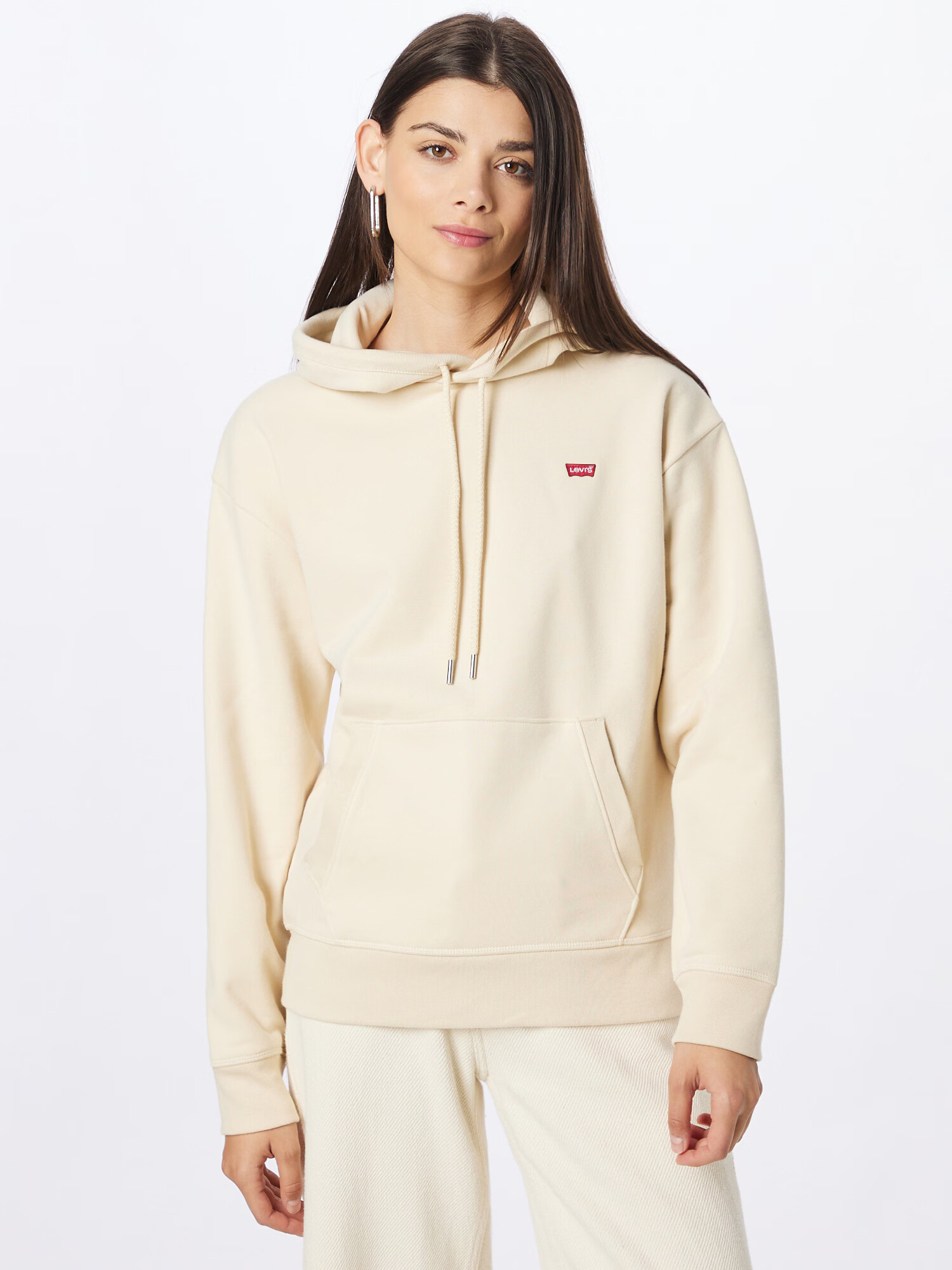 LEVI'S Суичър 'STANDARD HOODIE NEUTRALS' кремаво / червено / бяло - Pepit.bg