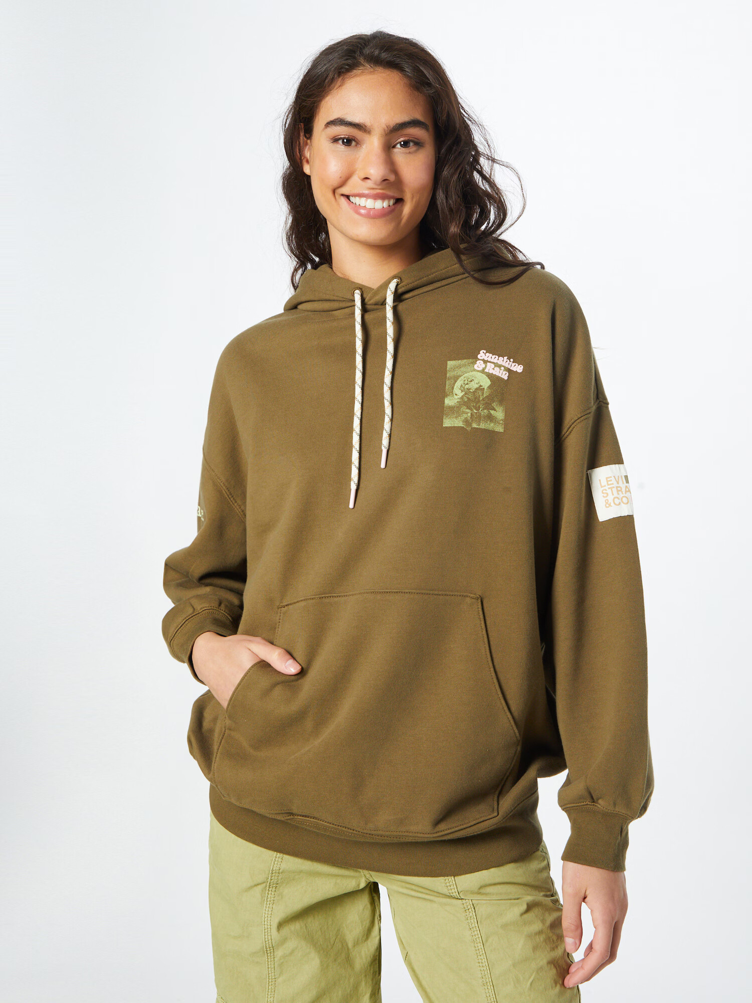 LEVI'S Суичър 'GRAPHIC ORON HOODIE GREENS' маслина / светлозелено - Pepit.bg