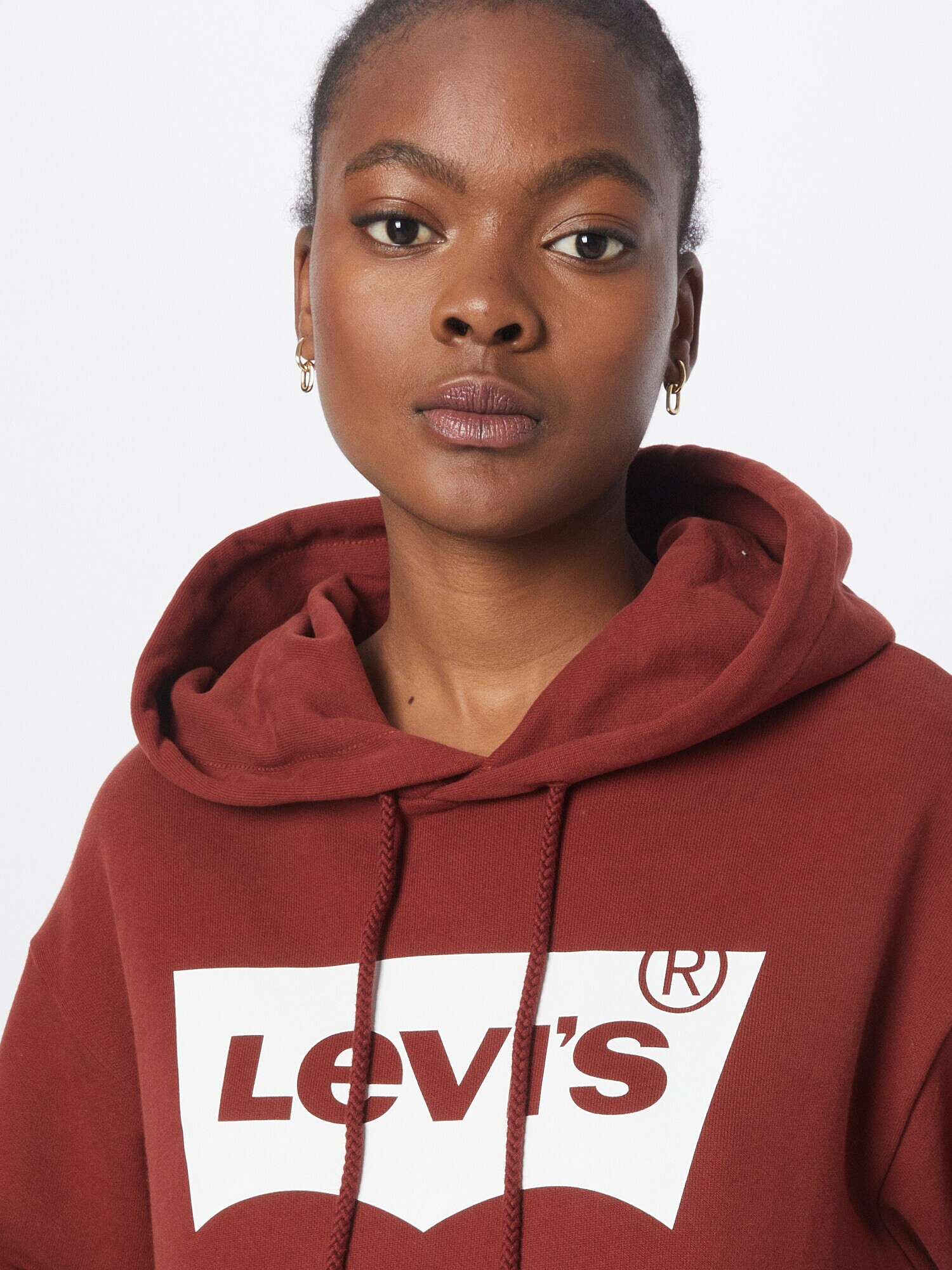 LEVI'S Суичър 'GRAPHIC STANDARD HOODIE NEUTRALS' тъмночервено / бяло - Pepit.bg