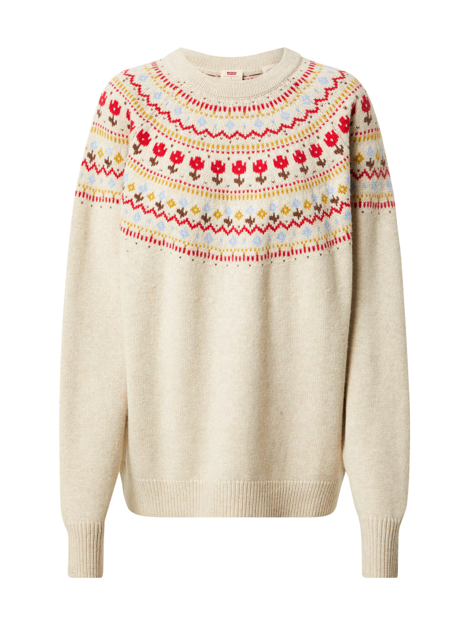 LEVI'S Пуловер 'SLOUCHY CREWNECK SWEATER MULTI-COLOR' кремаво / пъстро - Pepit.bg