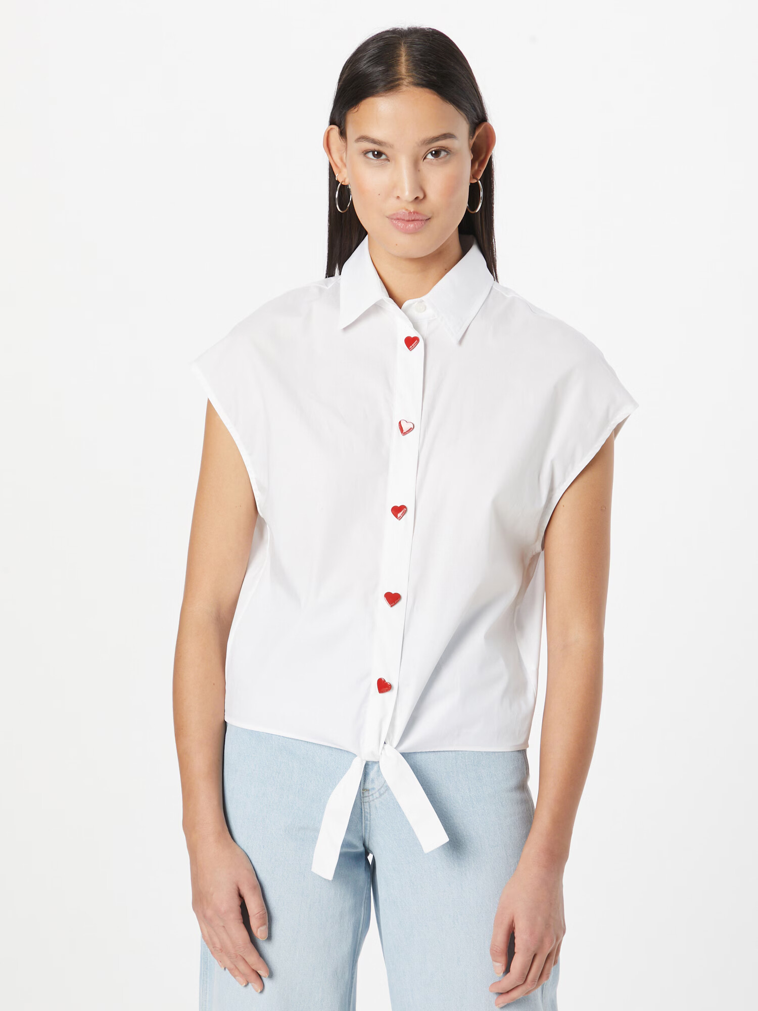 Love Moschino Блуза 'CAMICIA' червено / бяло - Pepit.bg