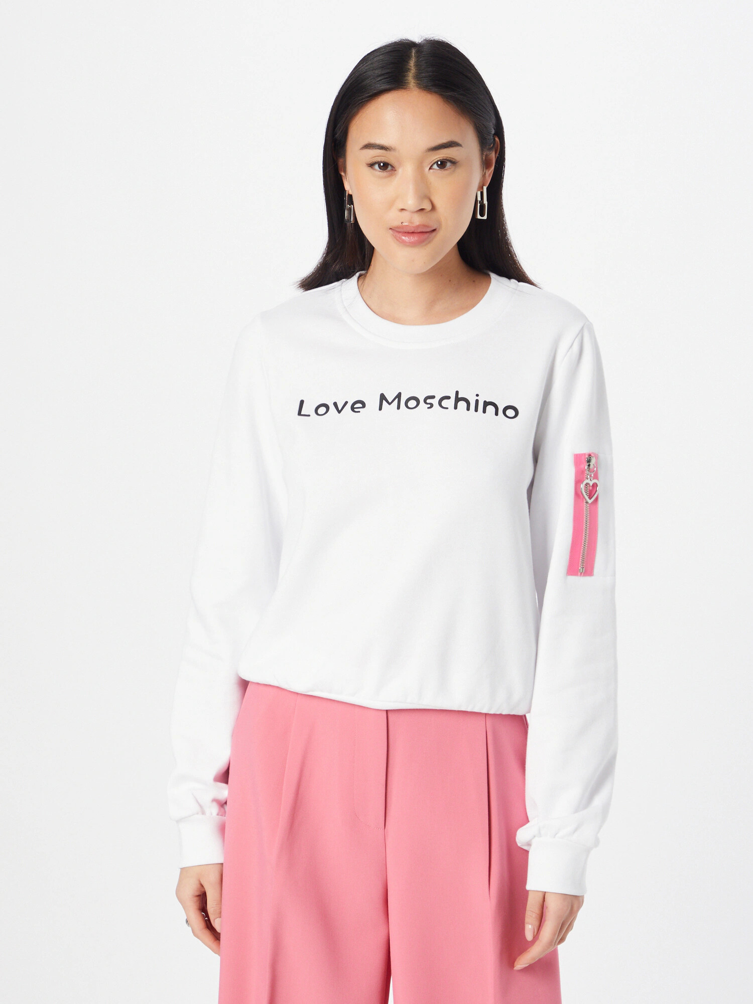 Love Moschino Суичър 'FELPA' розово / черно / бяло - Pepit.bg