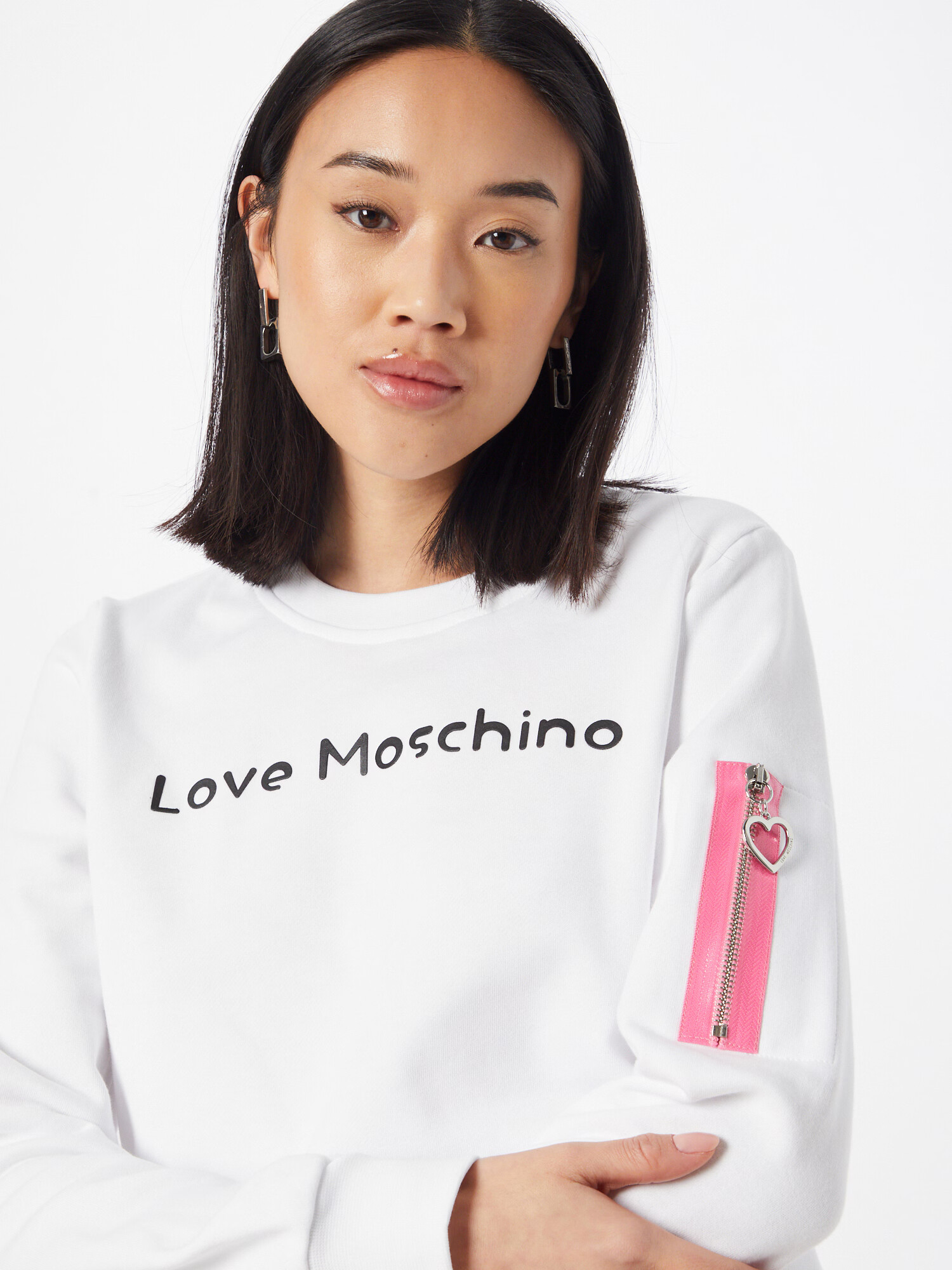 Love Moschino Суичър 'FELPA' розово / черно / бяло - Pepit.bg