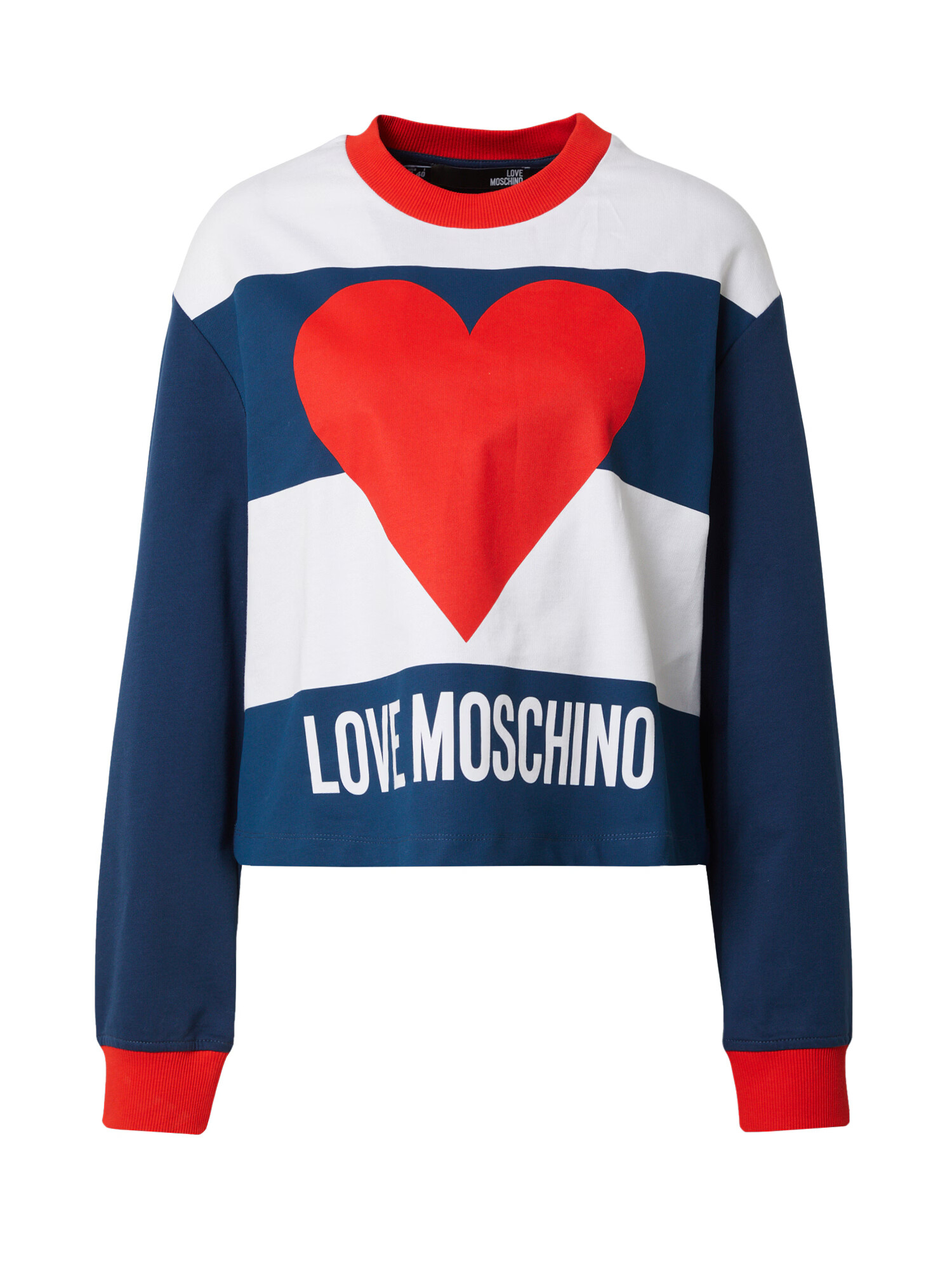 Love Moschino Суичър нейви синьо / алено / бяло - Pepit.bg