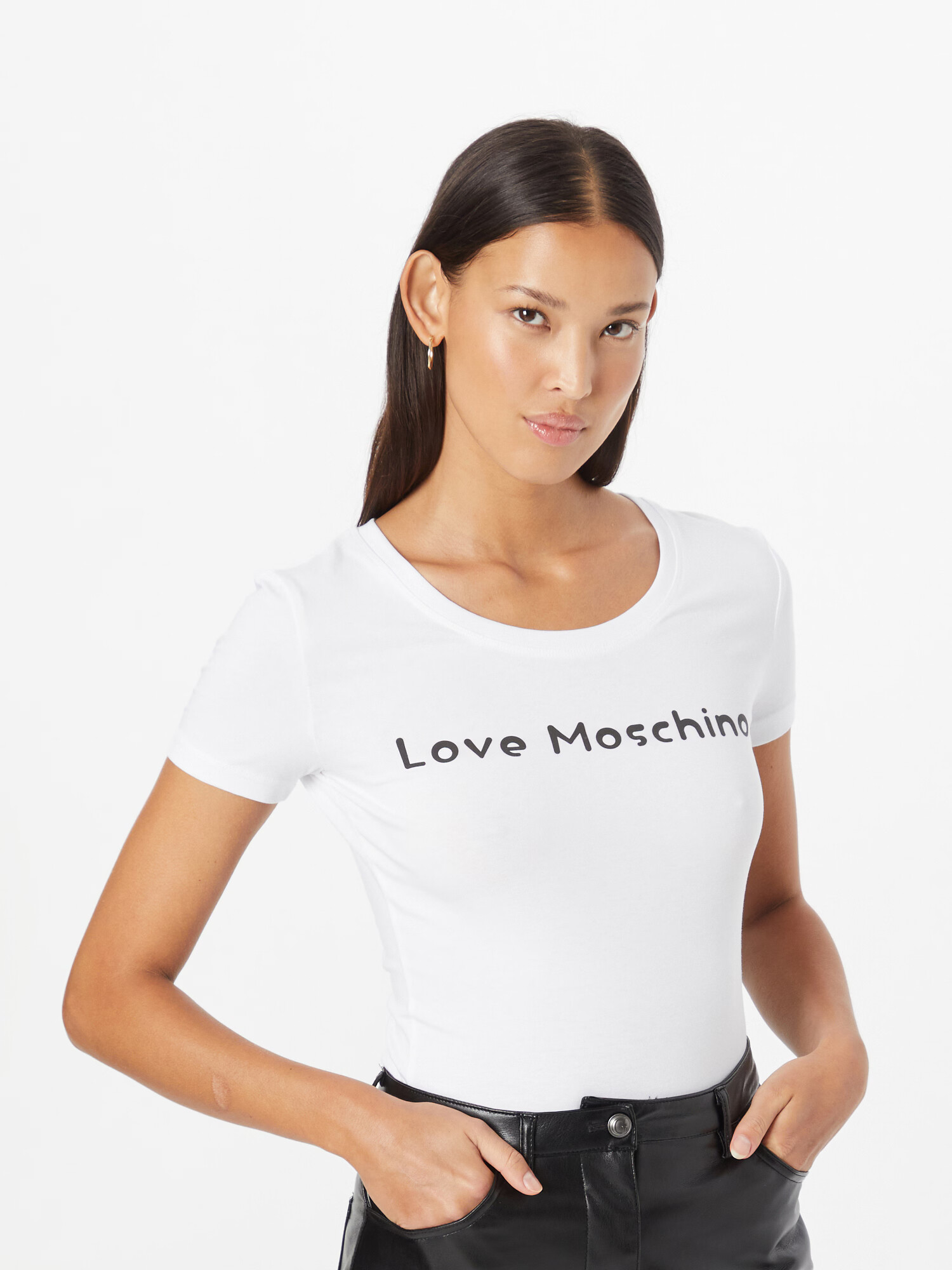 Love Moschino Тениска 'MAGLIETTA' черно / бяло - Pepit.bg