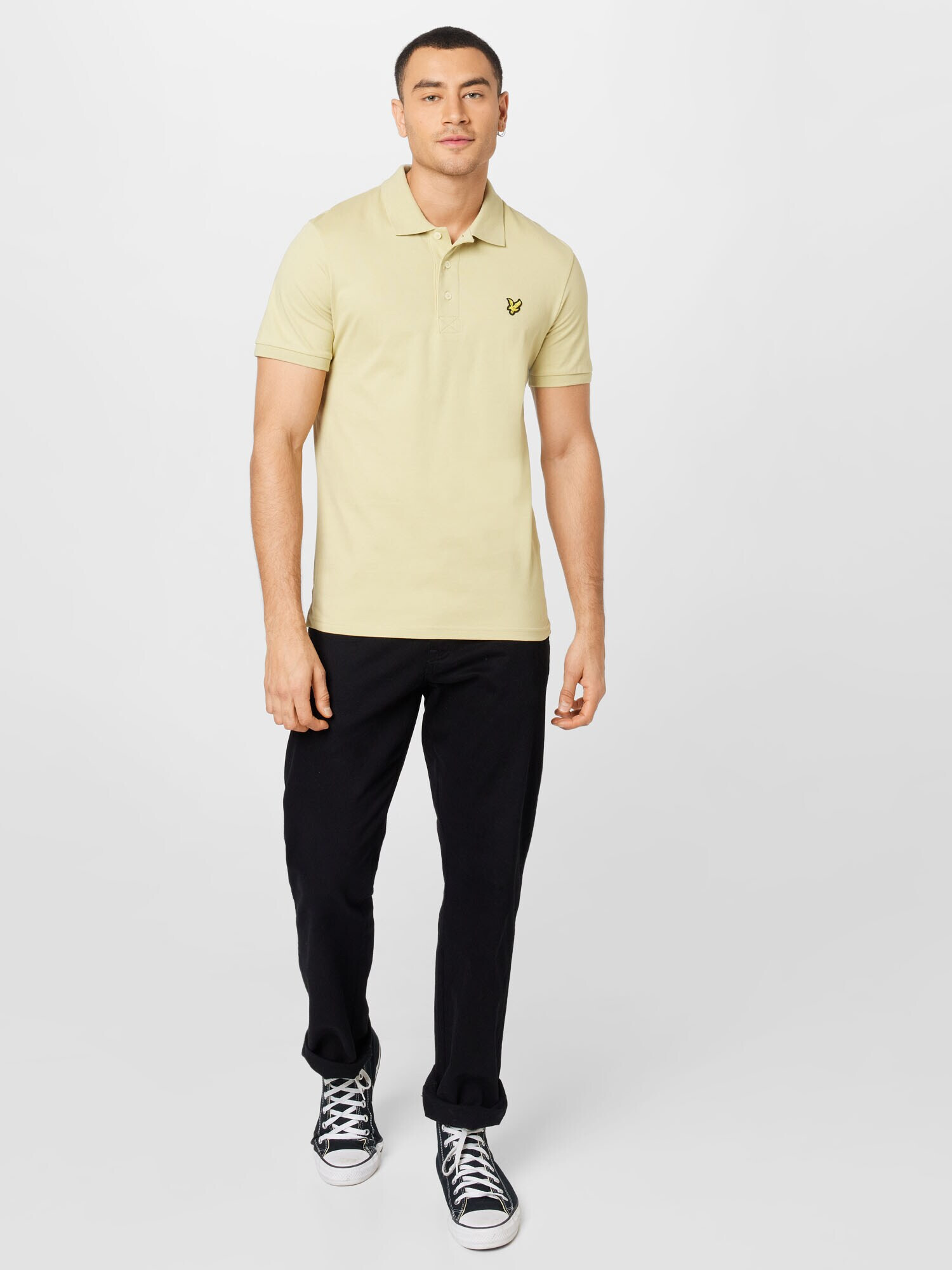 Lyle & Scott Тениска 'Plain' златистожълто / каки / черно - Pepit.bg