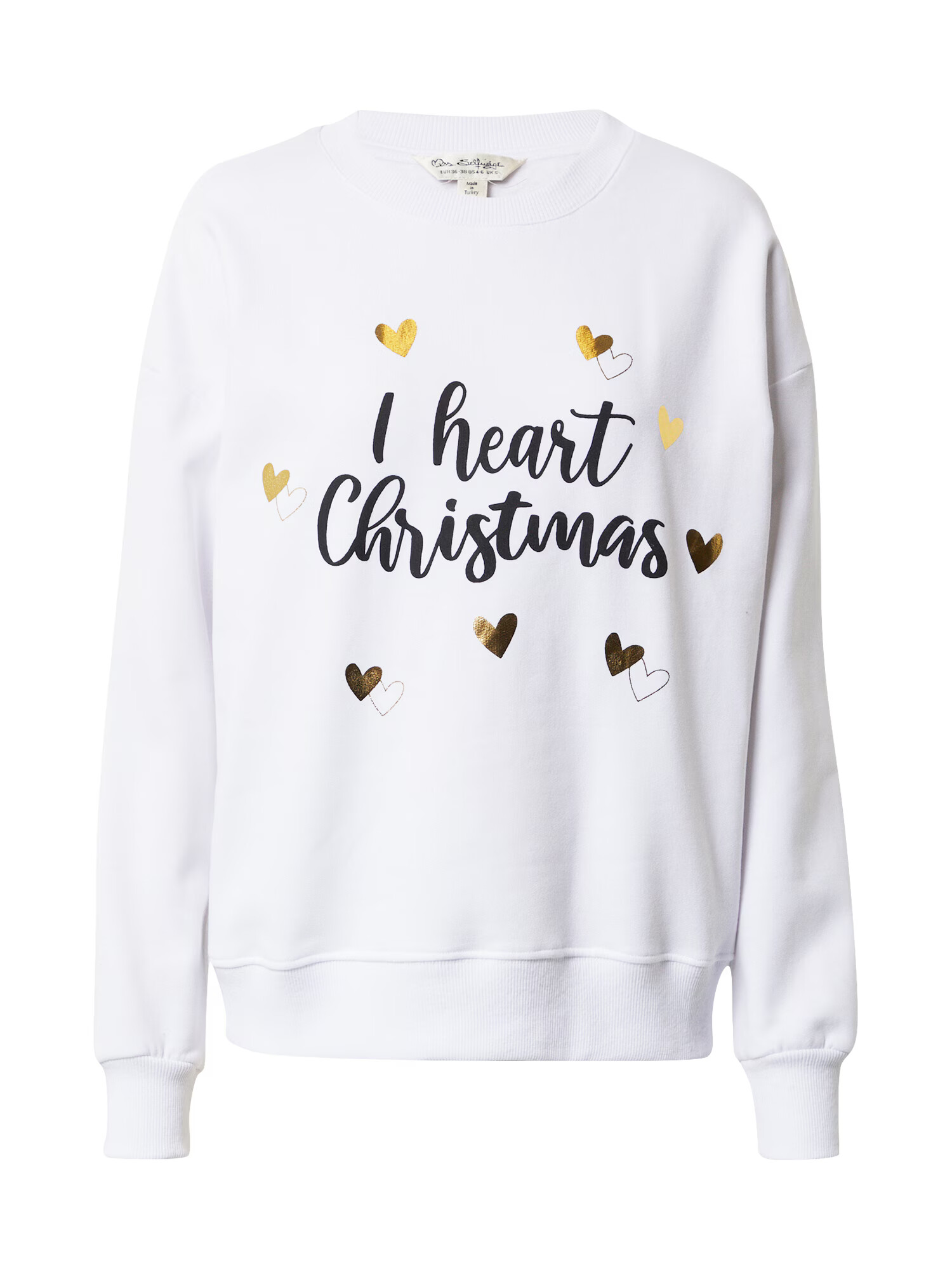 Miss Selfridge Суичър 'I HEART CHRISTMAS' бяло / черно / злато - Pepit.bg