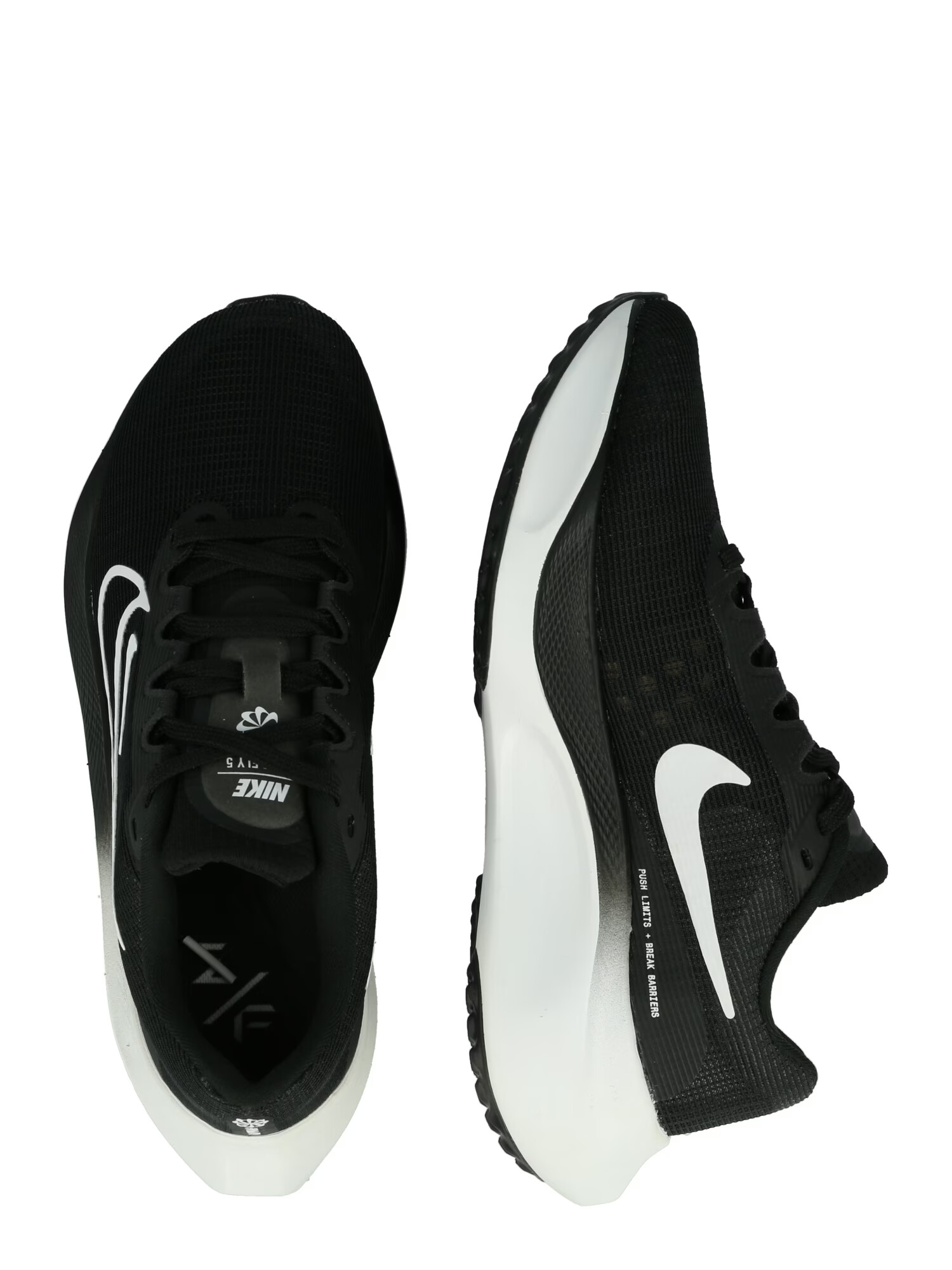 Nike Маратонки за бягане 'Zoom Fly 5' черно / бяло за жени