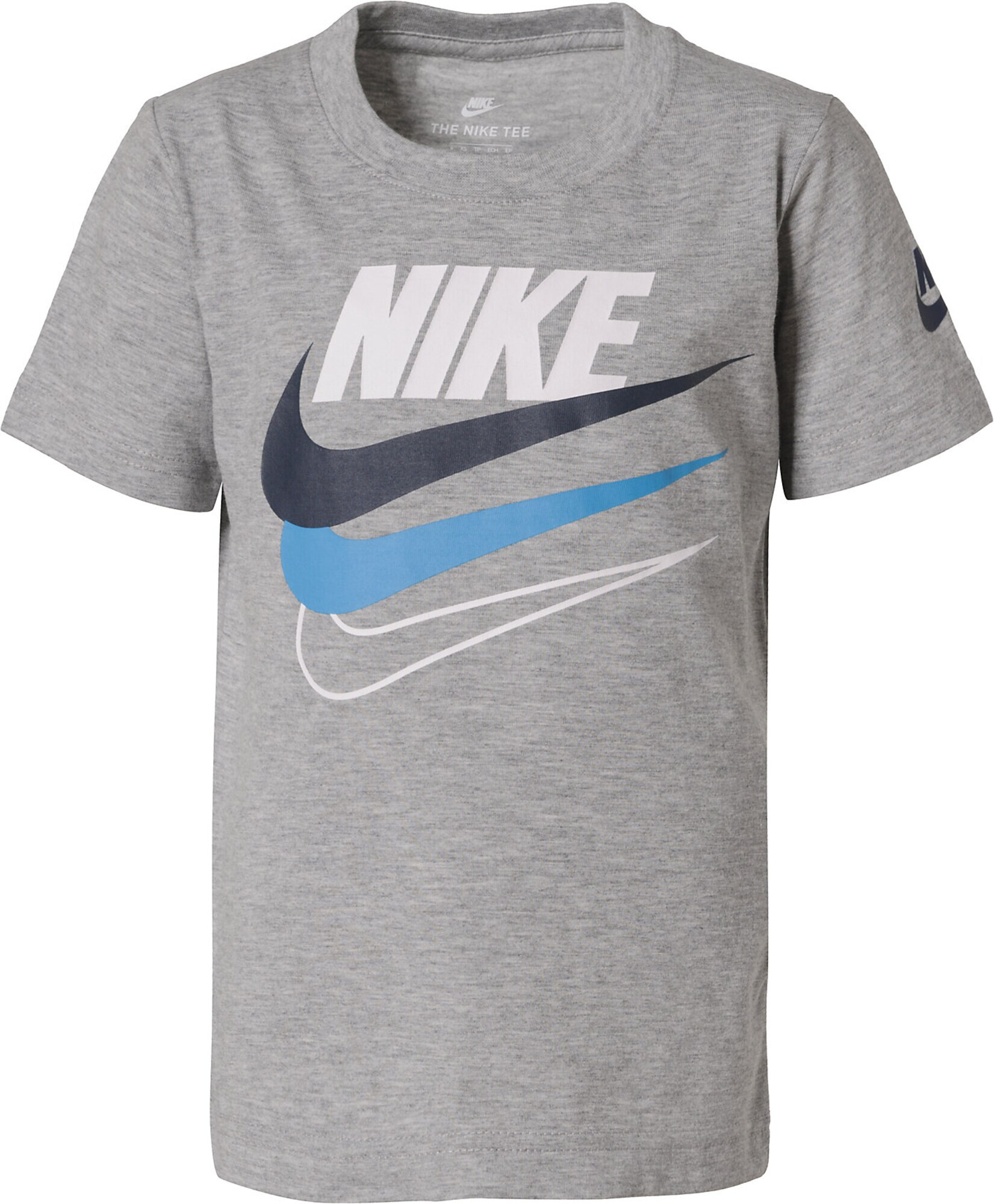 Nike Sportswear Тениска сив меланж / бяло / нейви синьо / небесносиньо - Pepit.bg