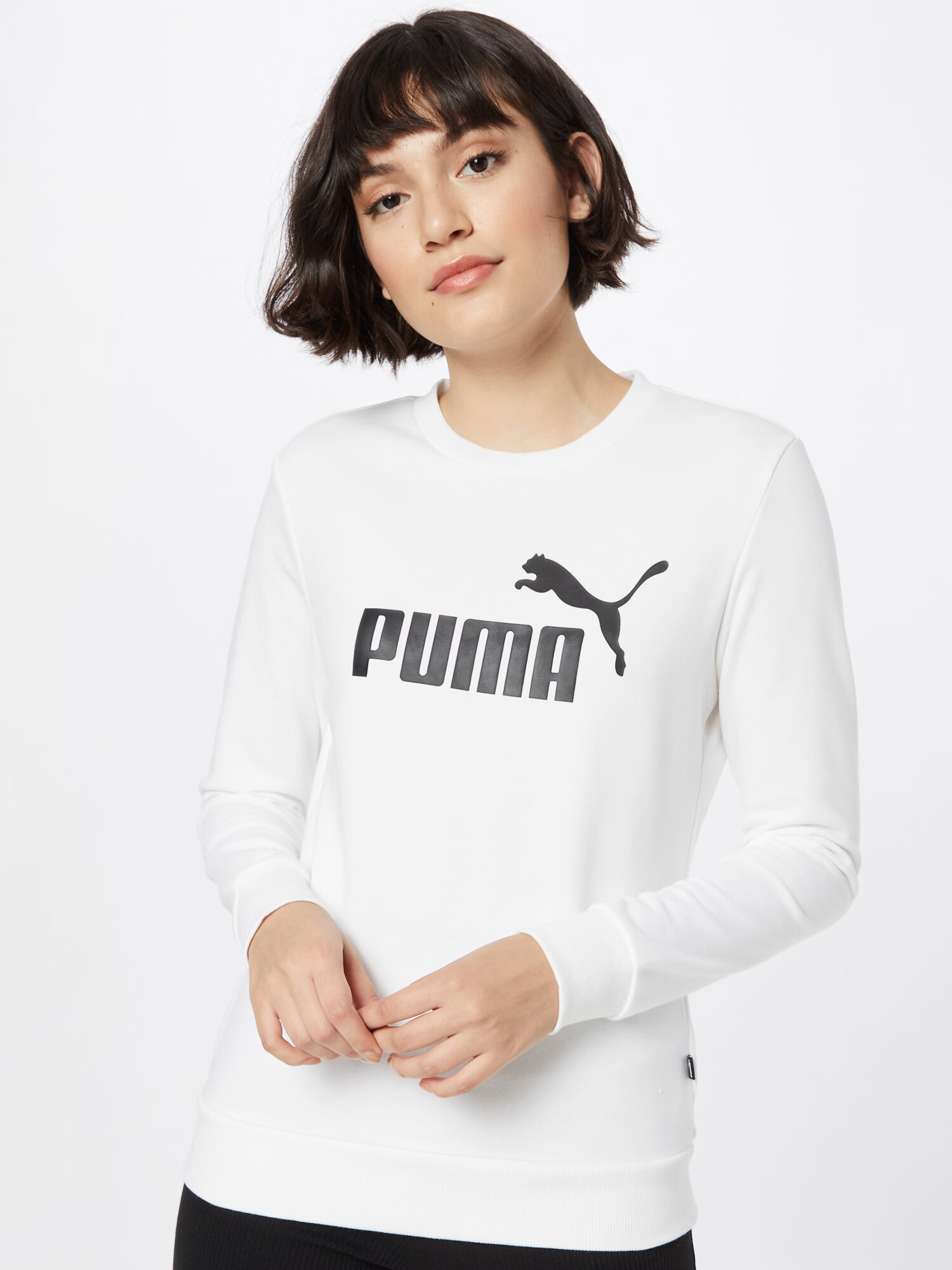 PUMA Спортен суитшърт с качулка черно / бяло - Pepit.bg