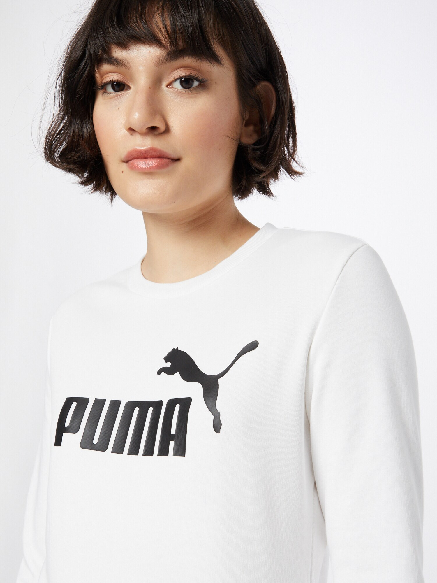 PUMA Спортен суитшърт с качулка черно / бяло - Pepit.bg