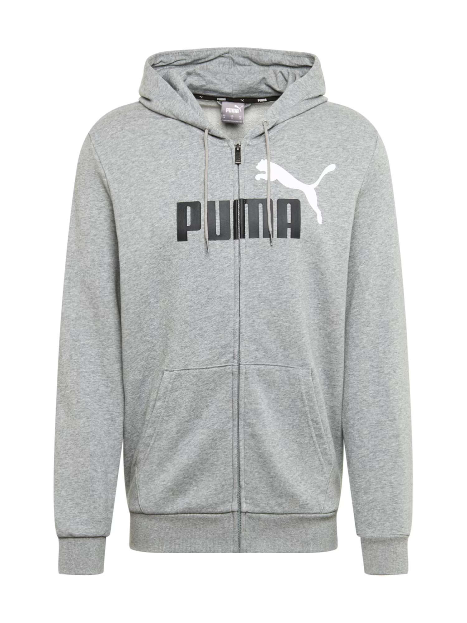 PUMA Спортна жилетка с качулка сив меланж / черно / бяло - Pepit.bg