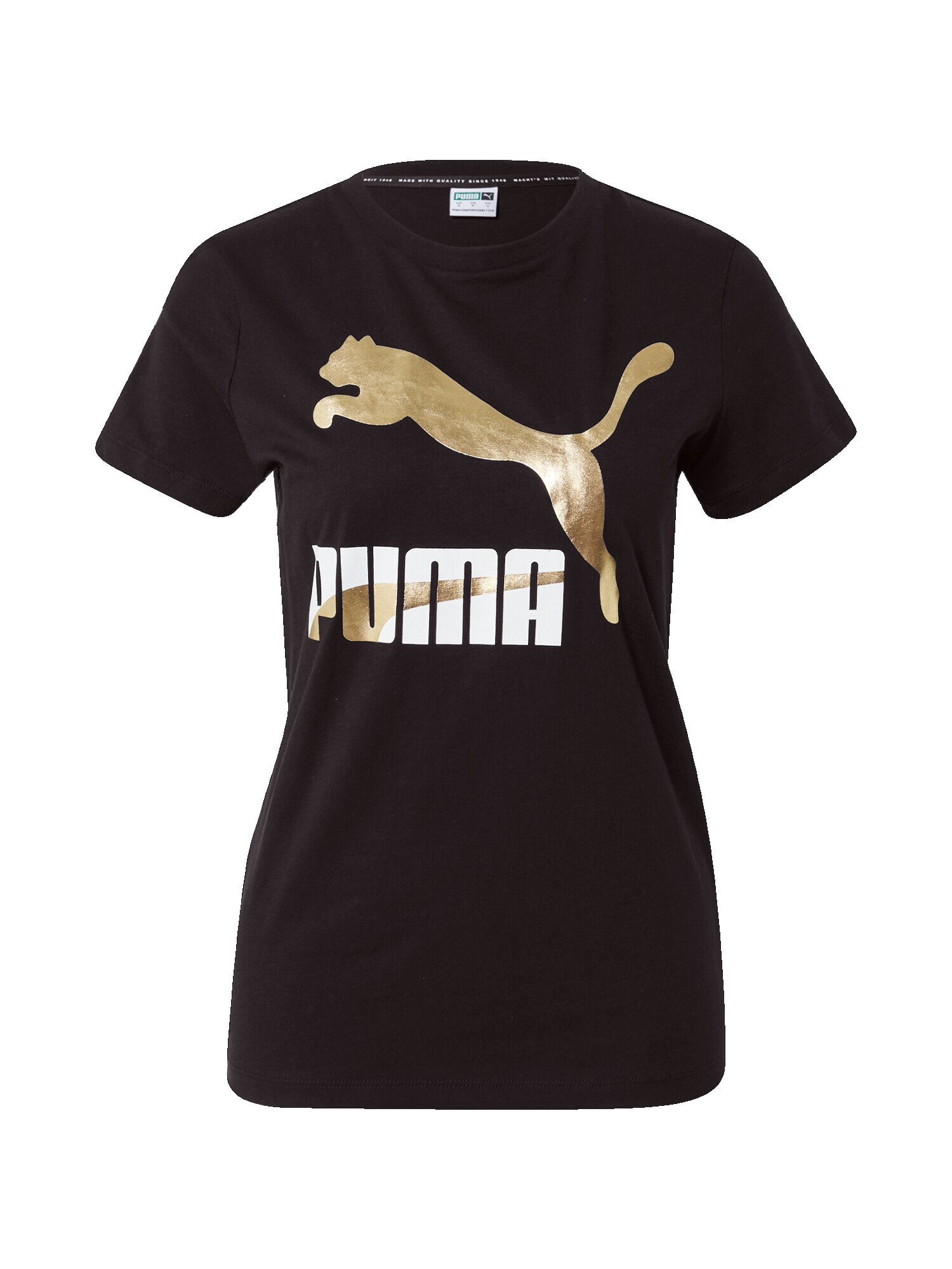 PUMA Тениска черно / бяло / злато - Pepit.bg