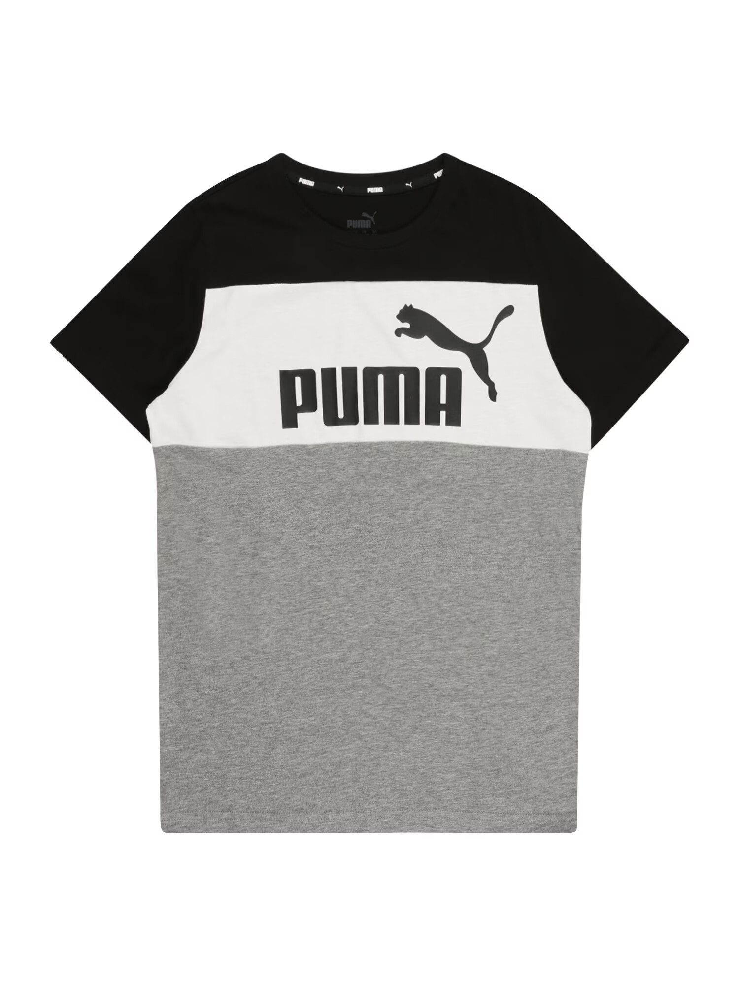 PUMA Тениска черно / сив меланж / бяло - Pepit.bg