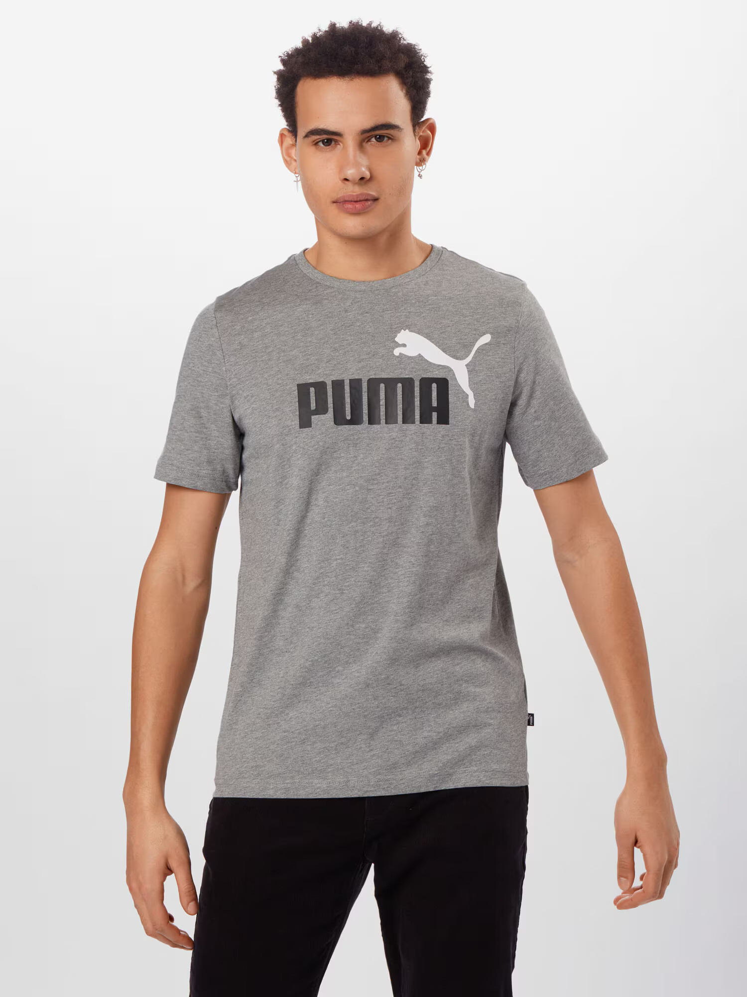 PUMA Функционална тениска сив меланж / черно / бяло - Pepit.bg